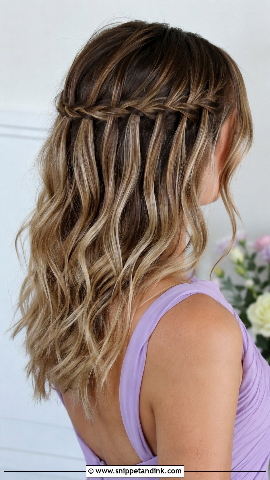 Bridesmaid Medium Waterfall Braid Hair - Snippet and Ink - 20 Bridesmaid Medium Hairstyles
