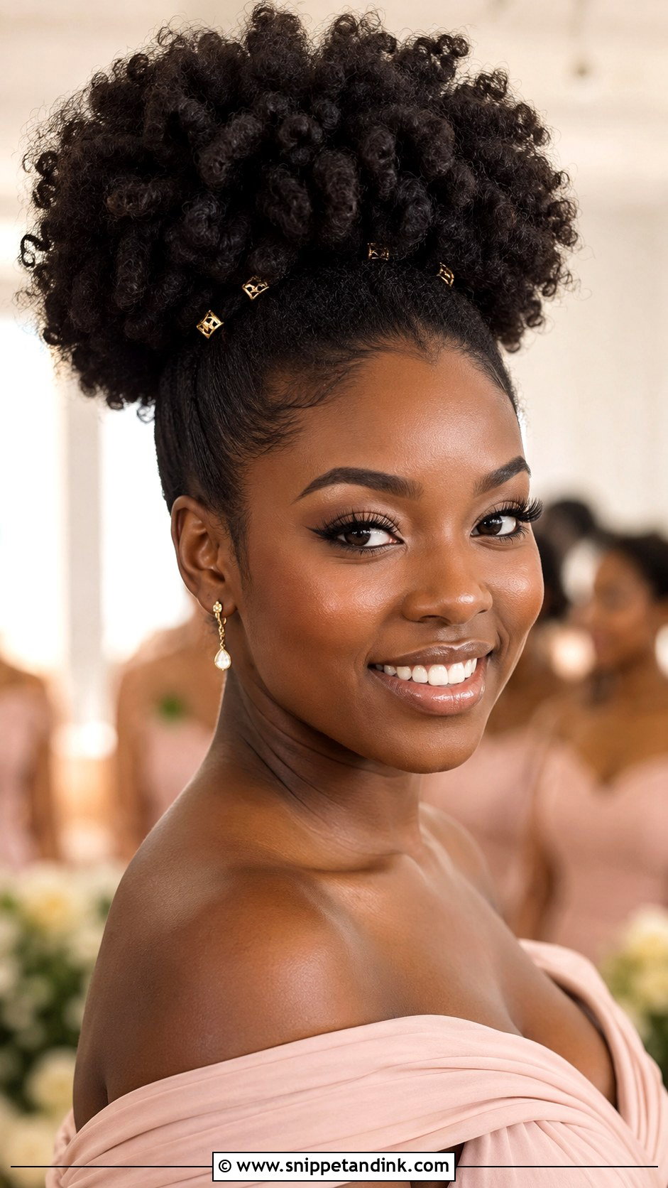 Bridesmaid Natural Afro Puff - Snippet and Ink - 25 Bridesmaid Hairstyles Black Women
