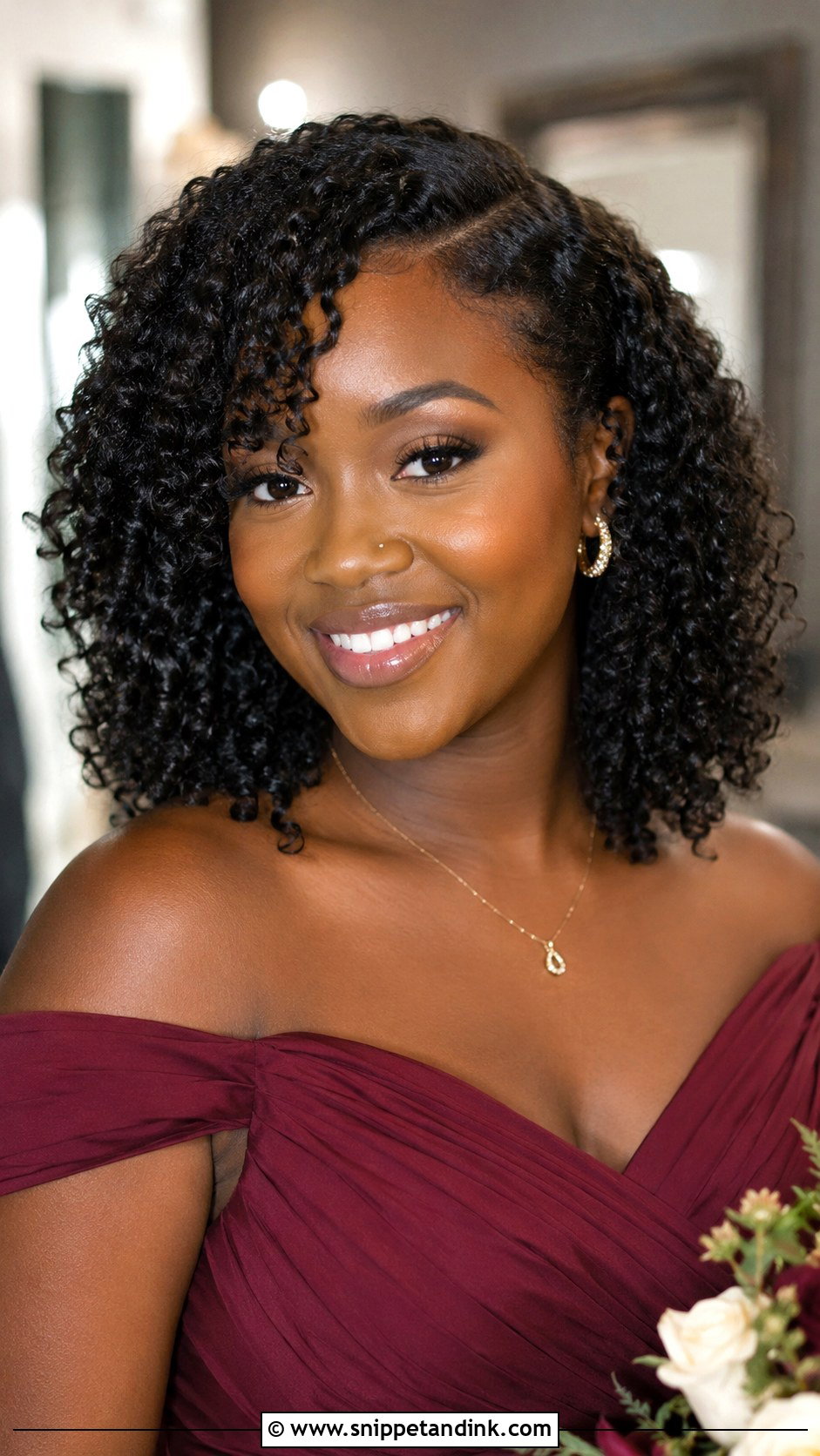 Bridesmaid Natural Curls - Snippet and Ink - 25 Bridal Party Hair Ideas