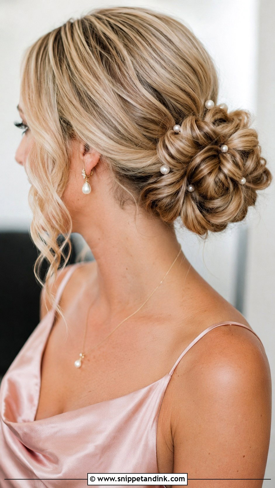 Bridesmaid Pearl Hair Bun - Snippet and Ink - 25 Hair for Bridesmaids Ideas