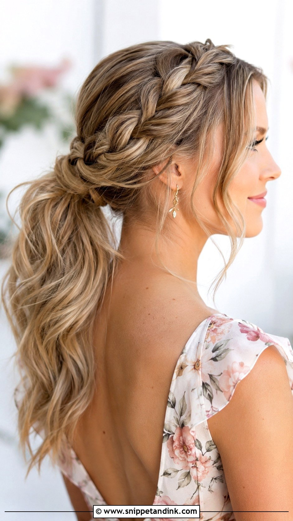 Bridesmaid Ponytail With Braid Crown - Snippet and Ink - 30 Bridesmaid Ponytail Ideas