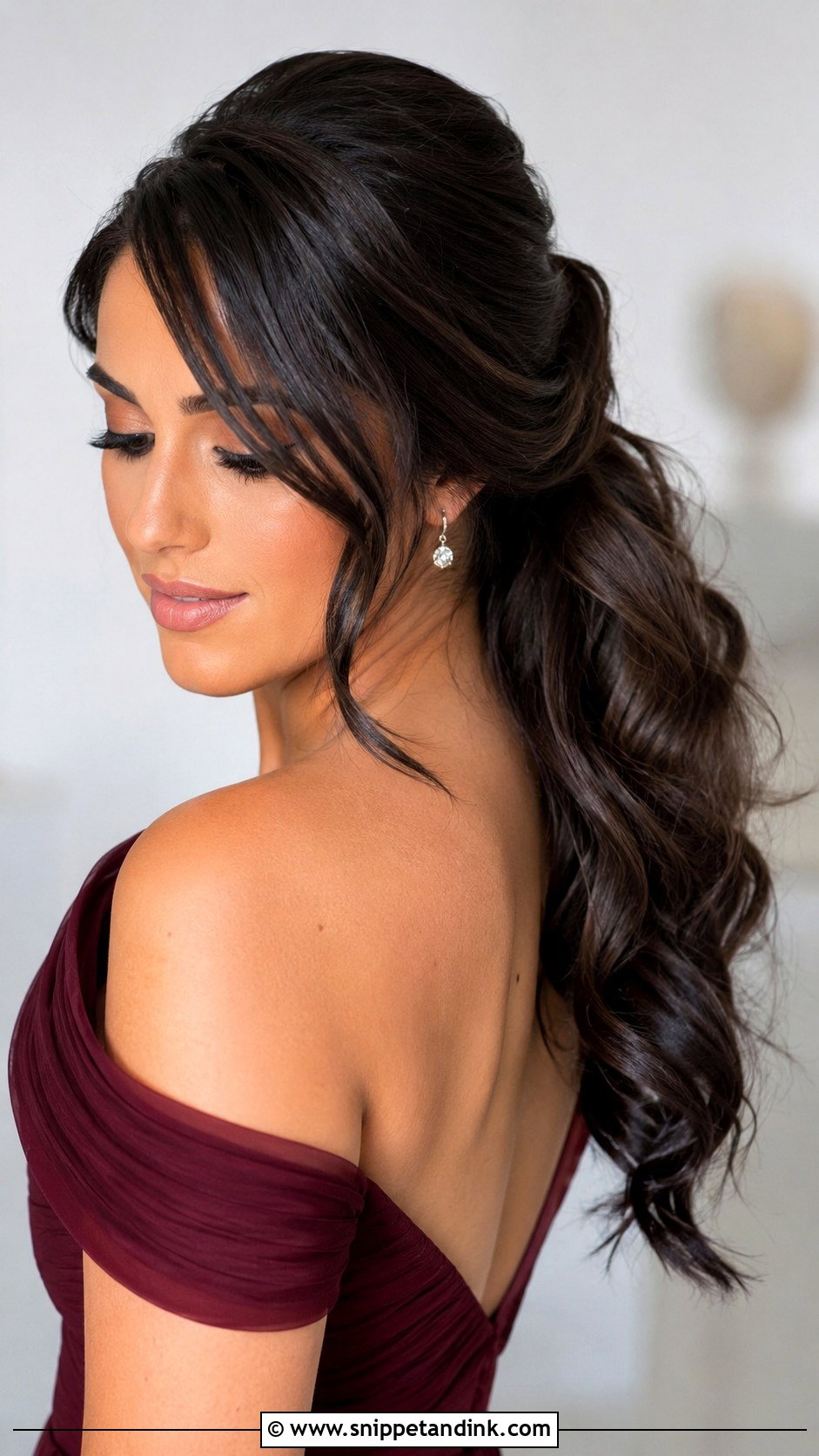Bridesmaid Ponytail With Deep Side Part - Snippet and Ink - 30 Bridesmaid Hair Ponytail Ideas