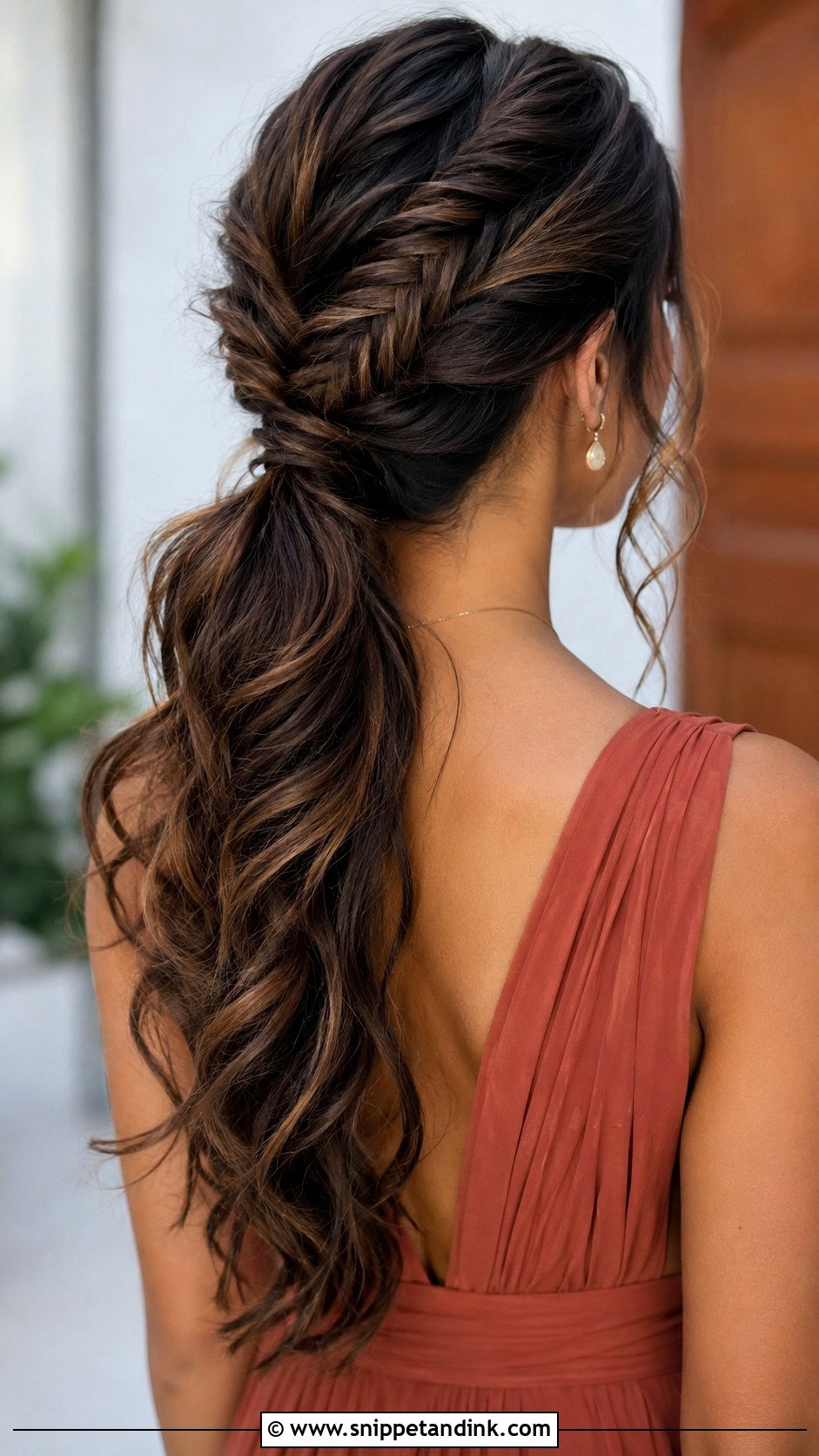 Bridesmaid Ponytail With Fishtail Braid - Snippet and Ink - 30 Bridesmaid Ponytail Ideas