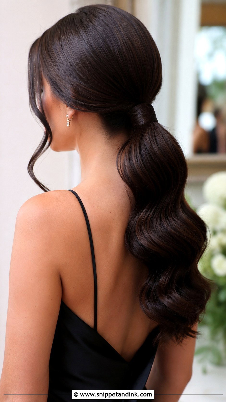 Bridesmaid Ponytail With Hollywood Waves - Snippet and Ink - 30 Bridesmaid Hair Ponytail Ideas