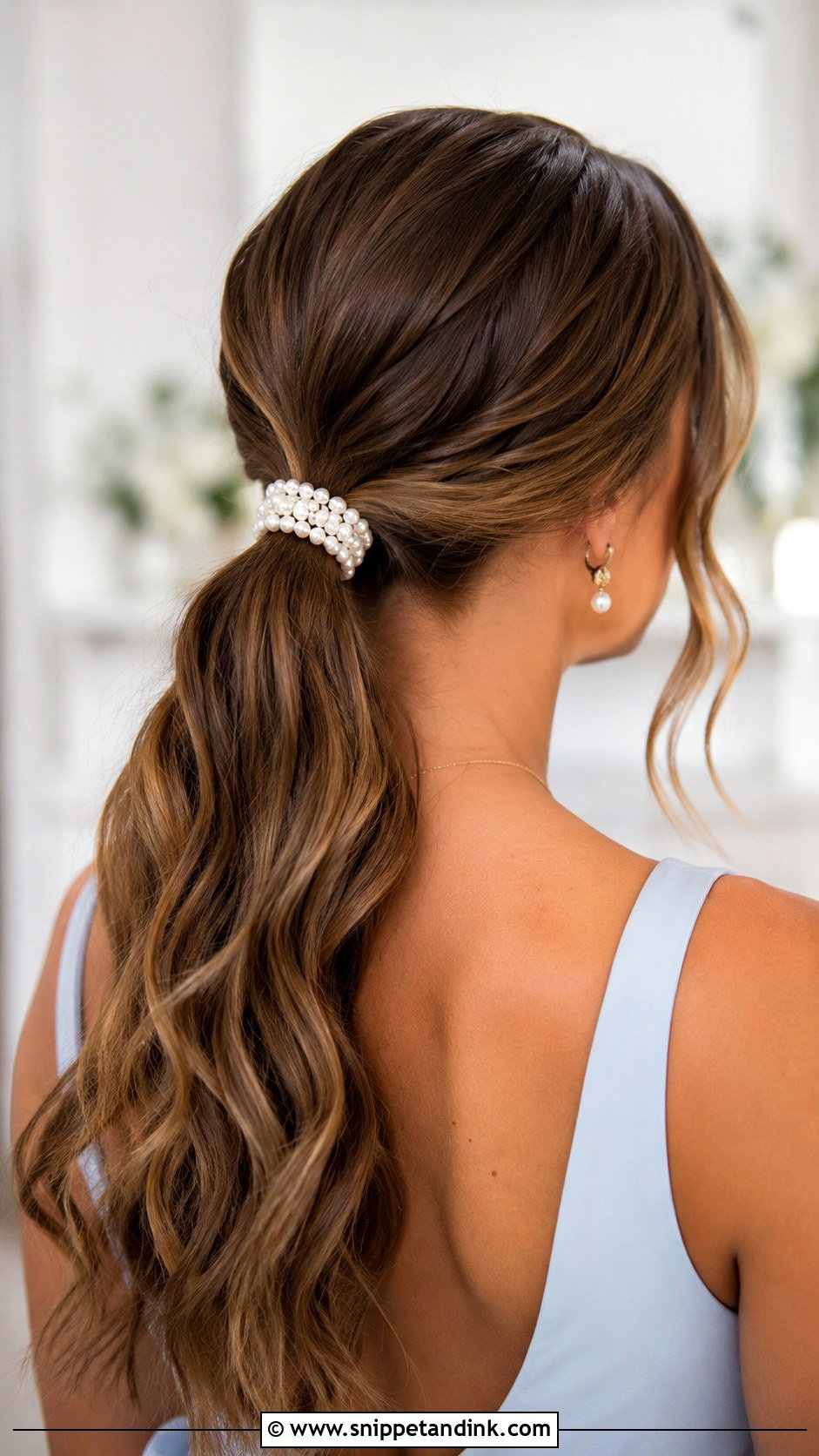 Bridesmaid Ponytail With Pearl Hair Tie - Snippet and Ink - 20 Bridesmaid Hair Accessories Ideas