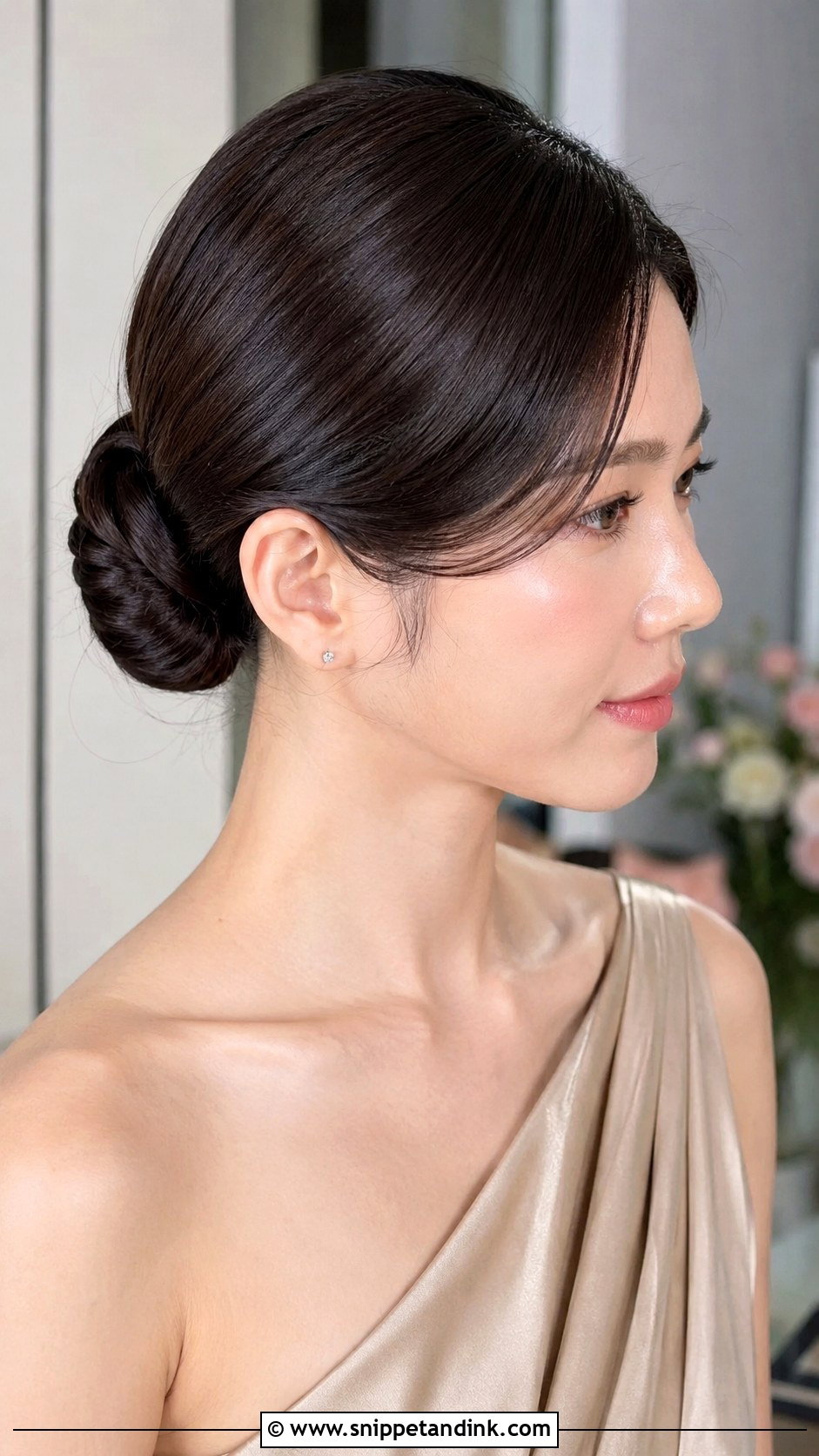 Bridesmaid Side Sleek Bun - Snippet and Ink - 20 Bridesmaid Side Hairstyles