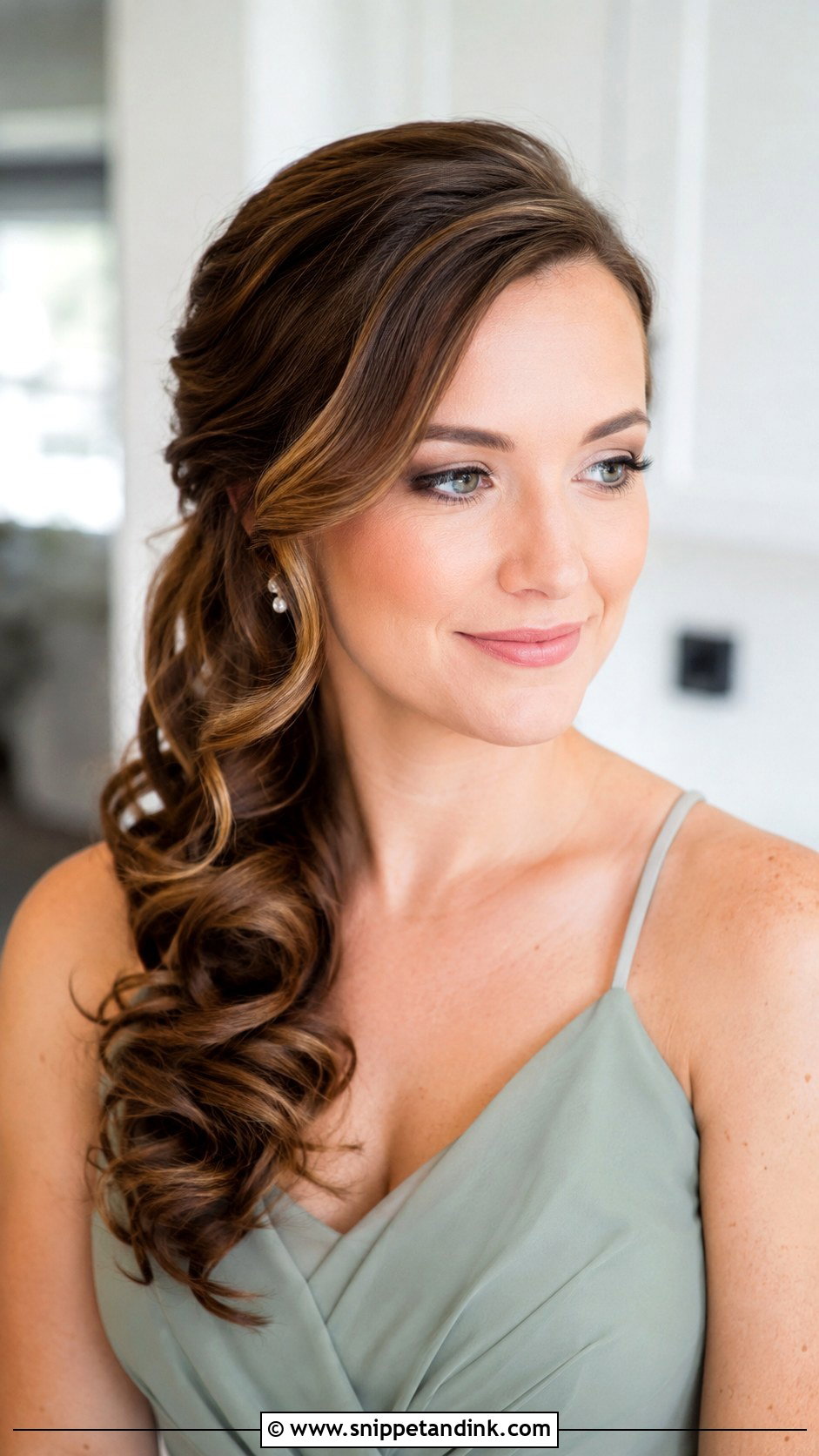 Bridesmaid Side Swept Curls - Snippet and Ink - 20 Bridesmaid Side Hairstyles