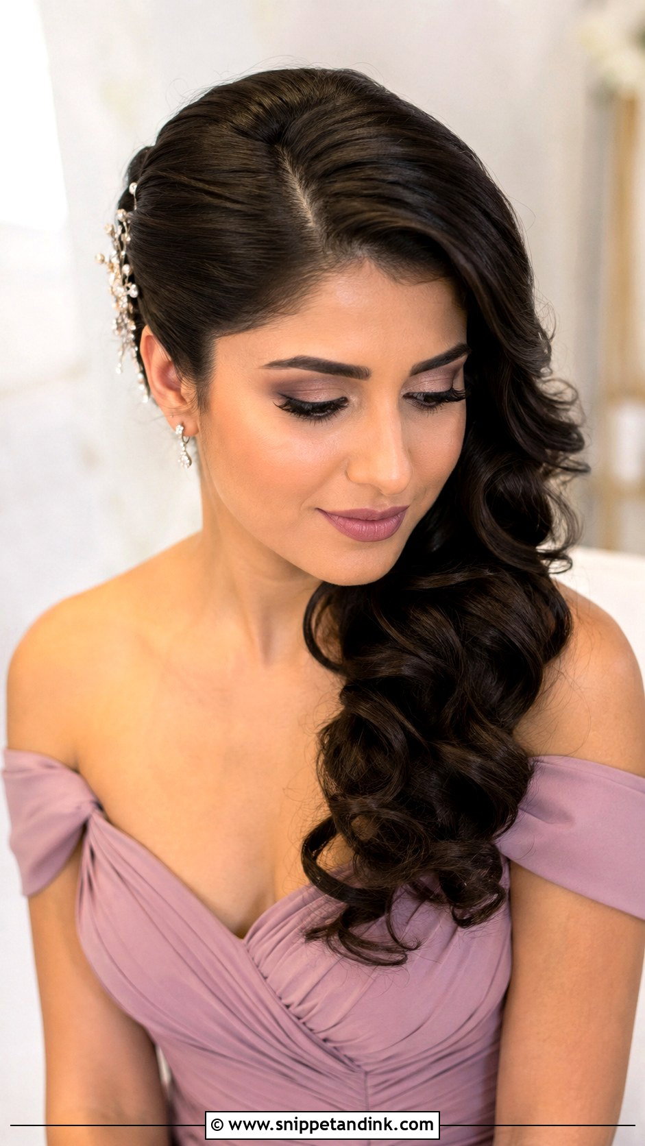 Bridesmaid Side Swept Curls - Snippet and Ink - 20 Bridesmaids Hair Styles