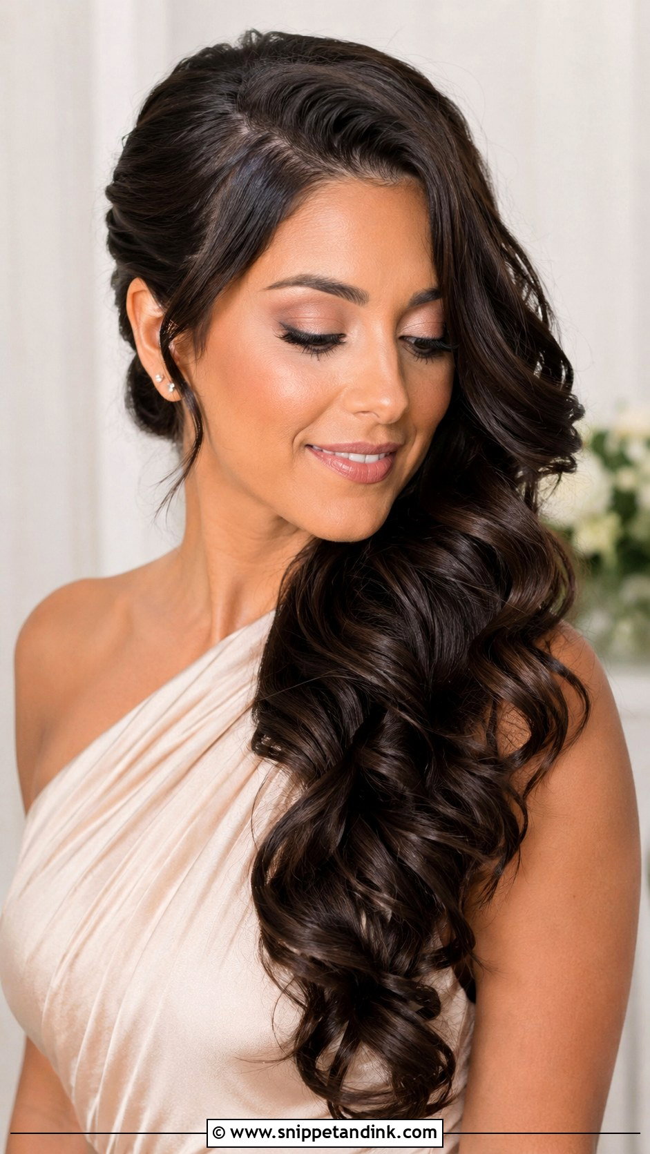 Bridesmaid Side Swept Hair - Snippet and Ink - 25 Bridal Party Hair Ideas