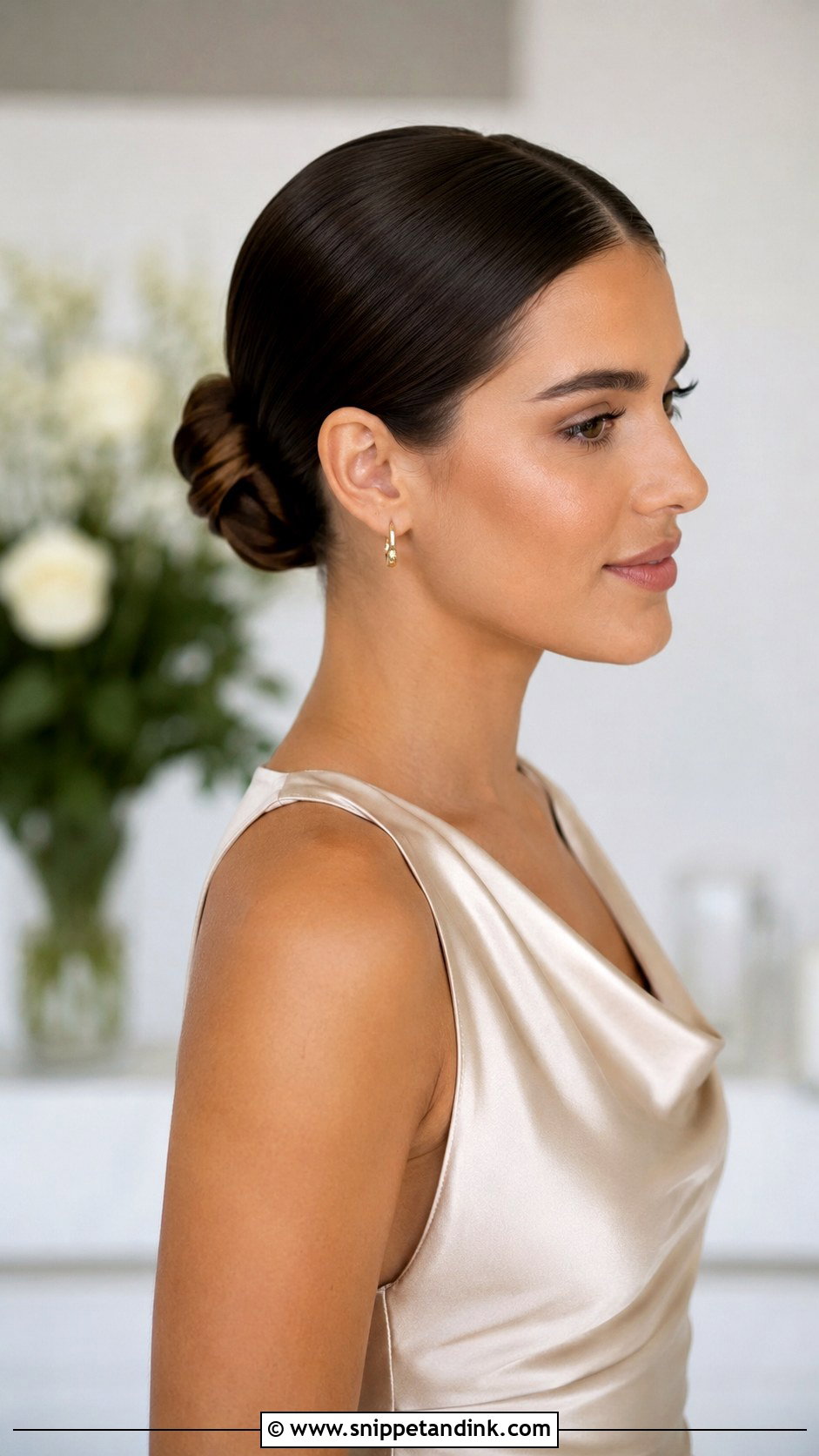 Bridesmaid Sleek Bun - Snippet and Ink - 35 Bridesmaid Hair Updo Ideas