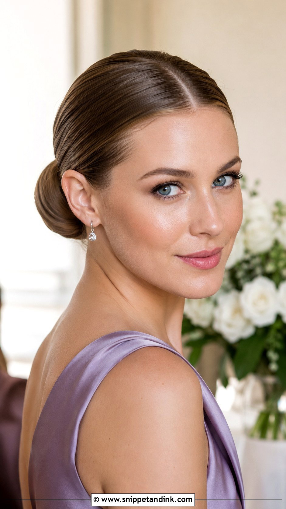 Bridesmaid Sleek Low Bun - Snippet and Ink - 25 Bridesmaid Hair Up Ideas