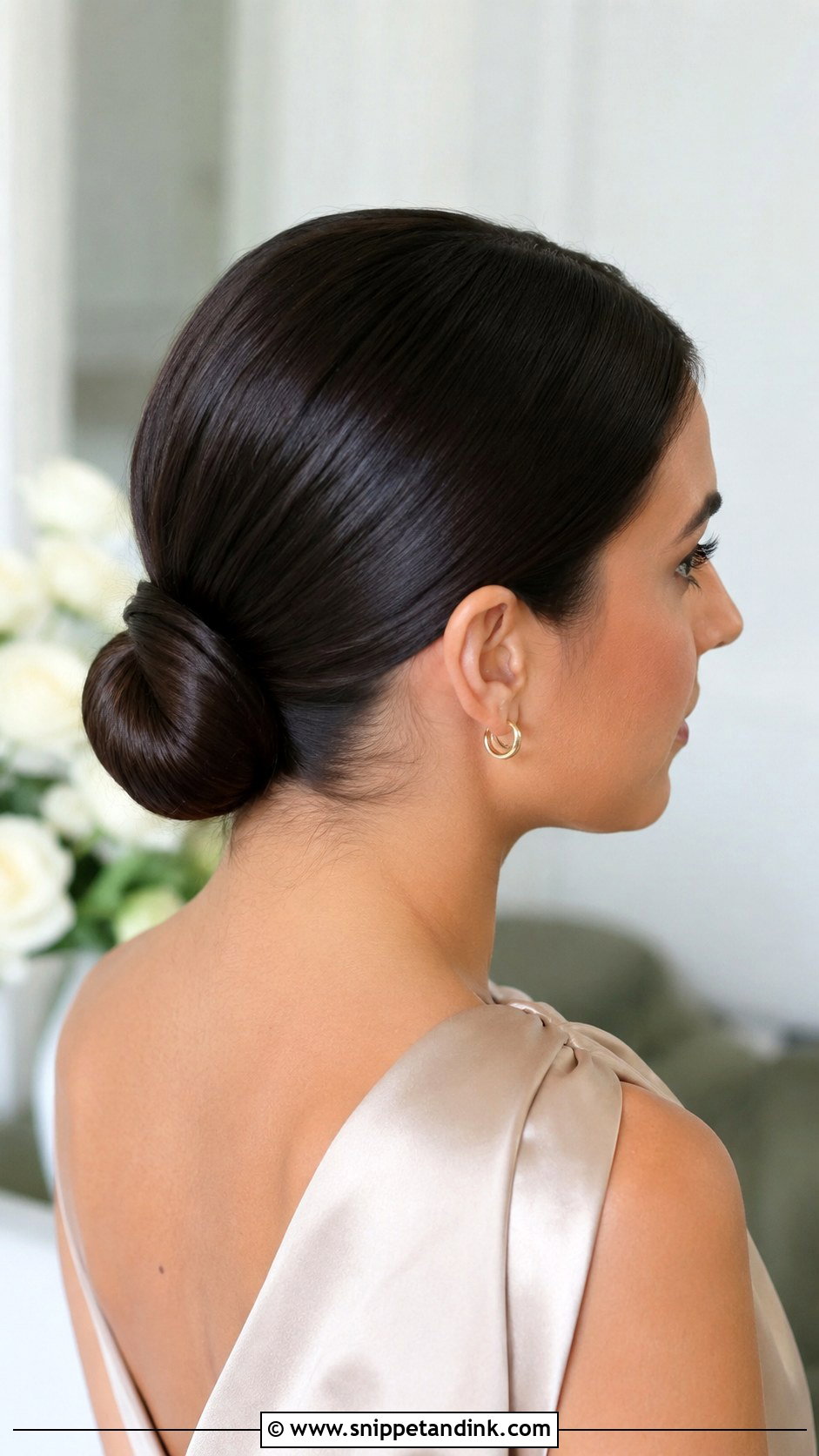Bridesmaid Sleek Low Bun - Snippet and Ink - 25 Bridesmaid Hairstyles Medium Length Updo