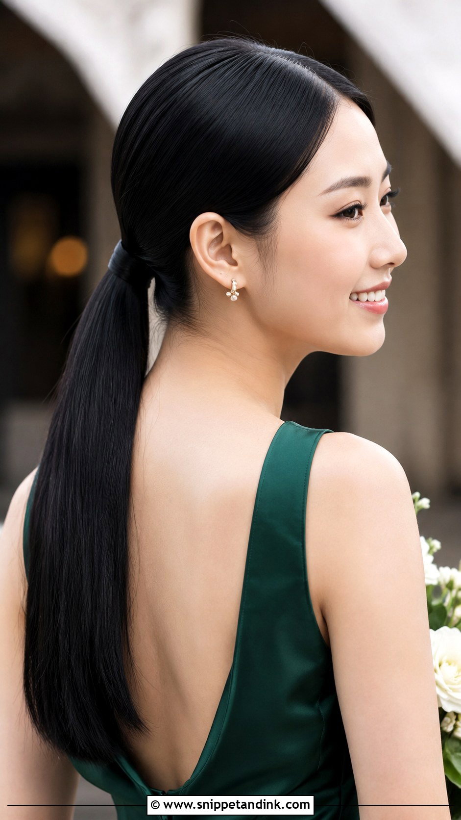 Bridesmaid Sleek Ponytail - Snippet and Ink - 25 Bridesmaid Look Ideas