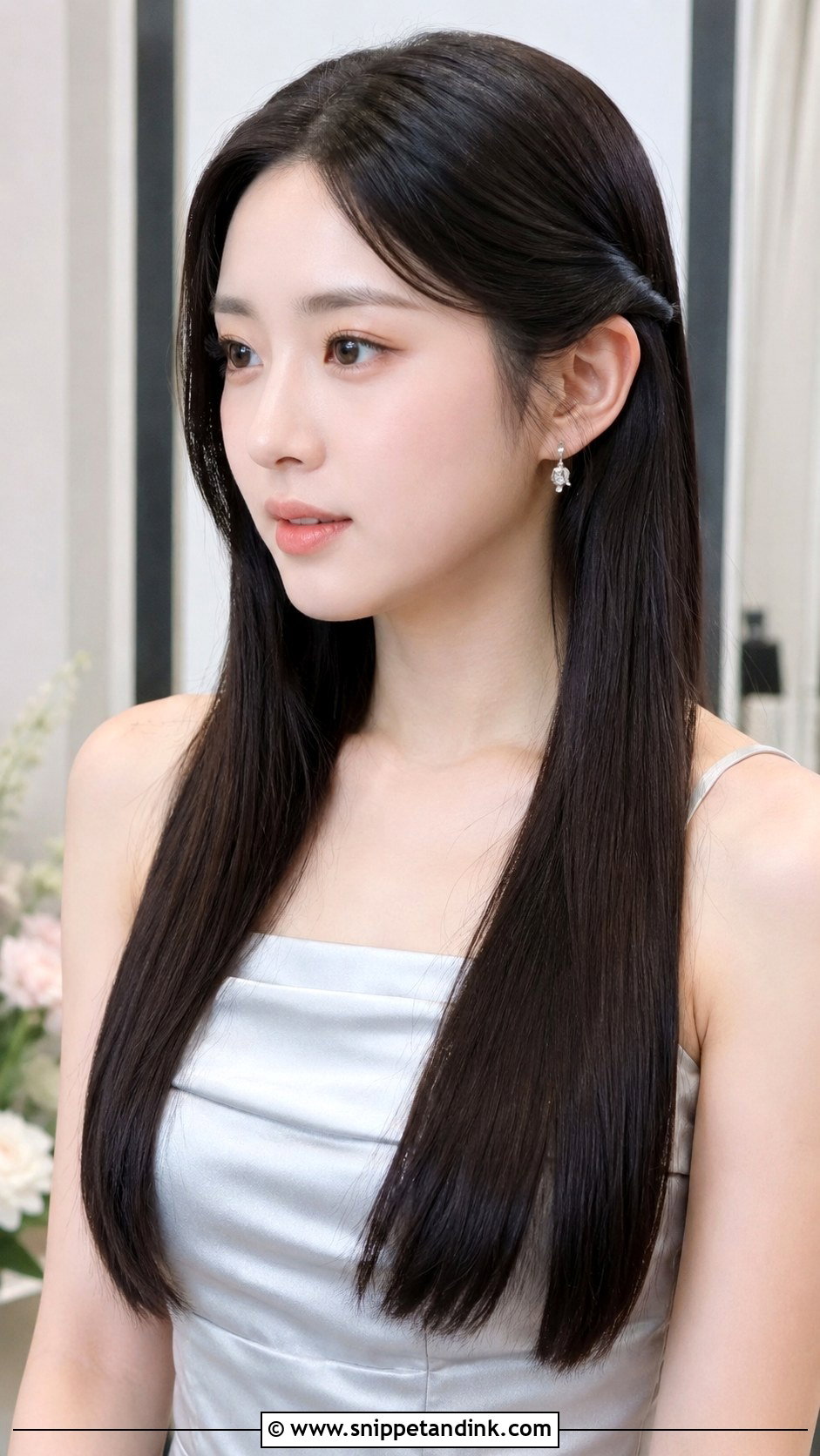 Bridesmaid Sleek Straight Long Hair - Snippet and Ink - 25 Brides Maids Hairstyle Long Hair Ideas