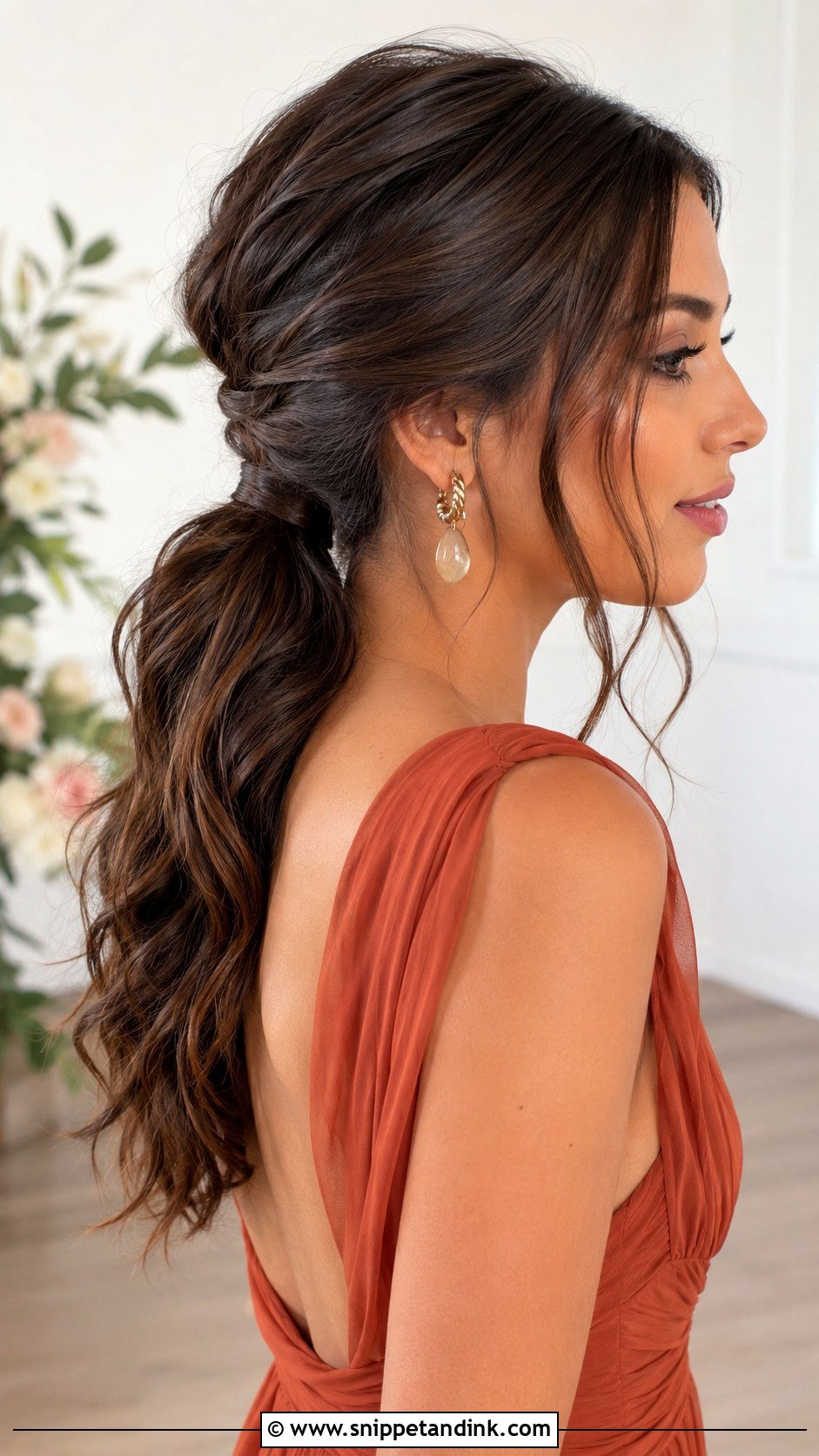 Bridesmaid Textured Low Ponytail Long Hair - Snippet and Ink - 25 Brides Maids Hairstyle Long Hair Ideas