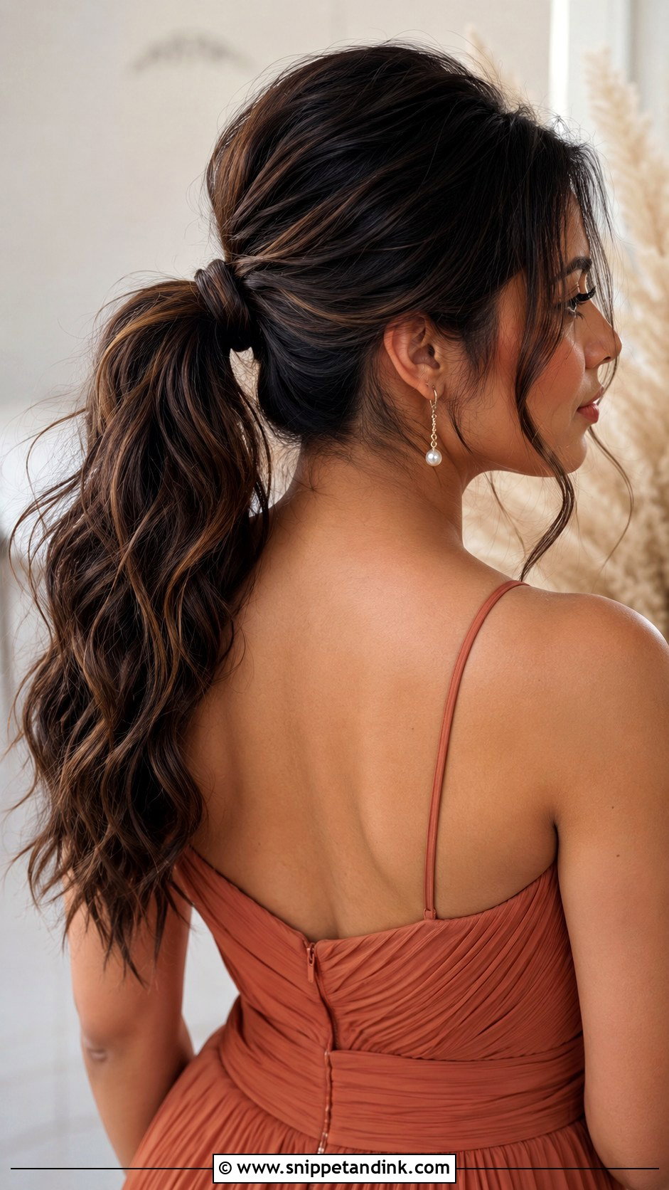 Bridesmaid Textured Ponytail For Round Face - Snippet and Ink - 20 Bridesmaid Hair Round Face Ideas