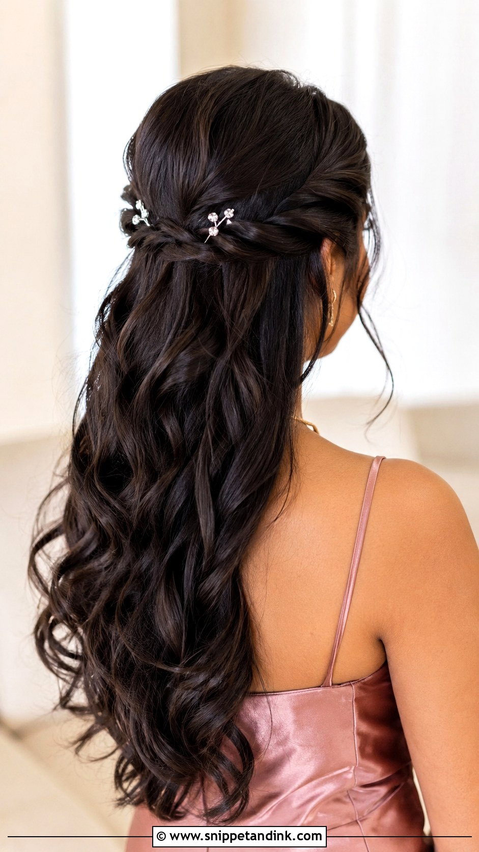 Bridesmaid Twisted Half Up Hair - Snippet and Ink - 20 Bridesmaids Hairstyles for Long Hair