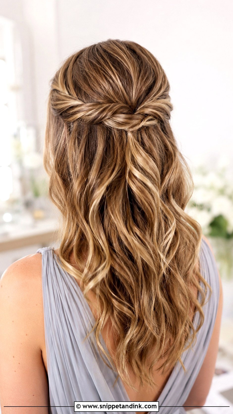 Bridesmaid Twisted Half Up Hair - Snippet and Ink - 25 Hair for Bridesmaids Ideas