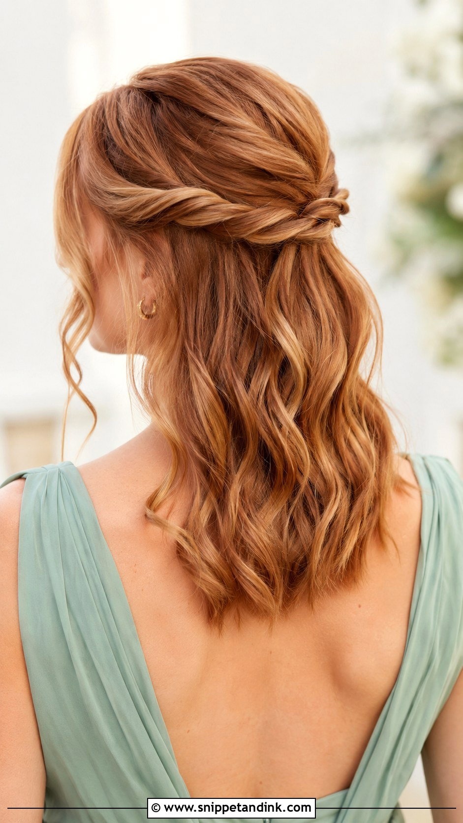 Bridesmaid Twisted Half Up Hair - Snippet and Ink - 20 Bridesmaid Hair for Medium Length Ideas