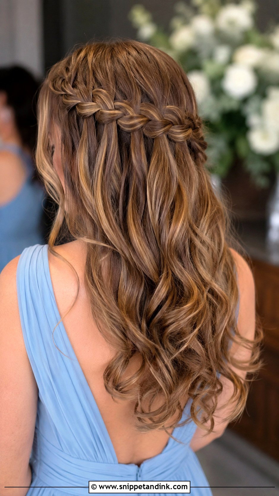 Bridesmaid Waterfall Braid - Snippet and Ink - 20 Wedding Bridesmaid Hairdo Ideas