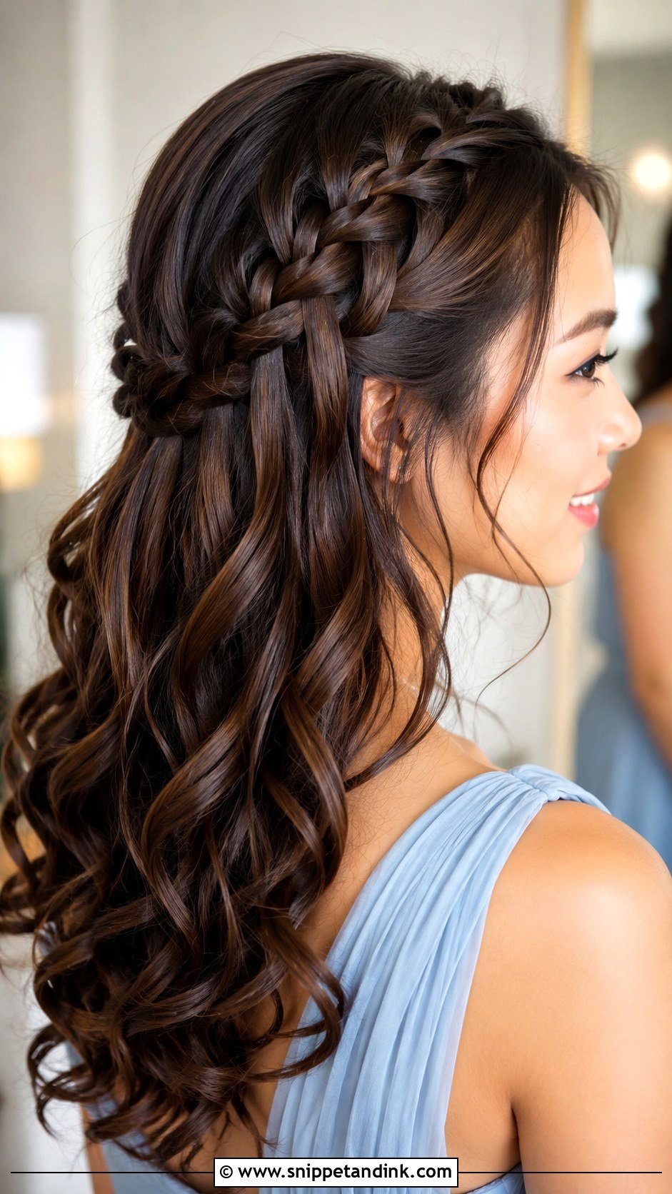 Bridesmaid Waterfall Braid - Snippet and Ink - 30 Bridesmaid Hair Inspo Ideas