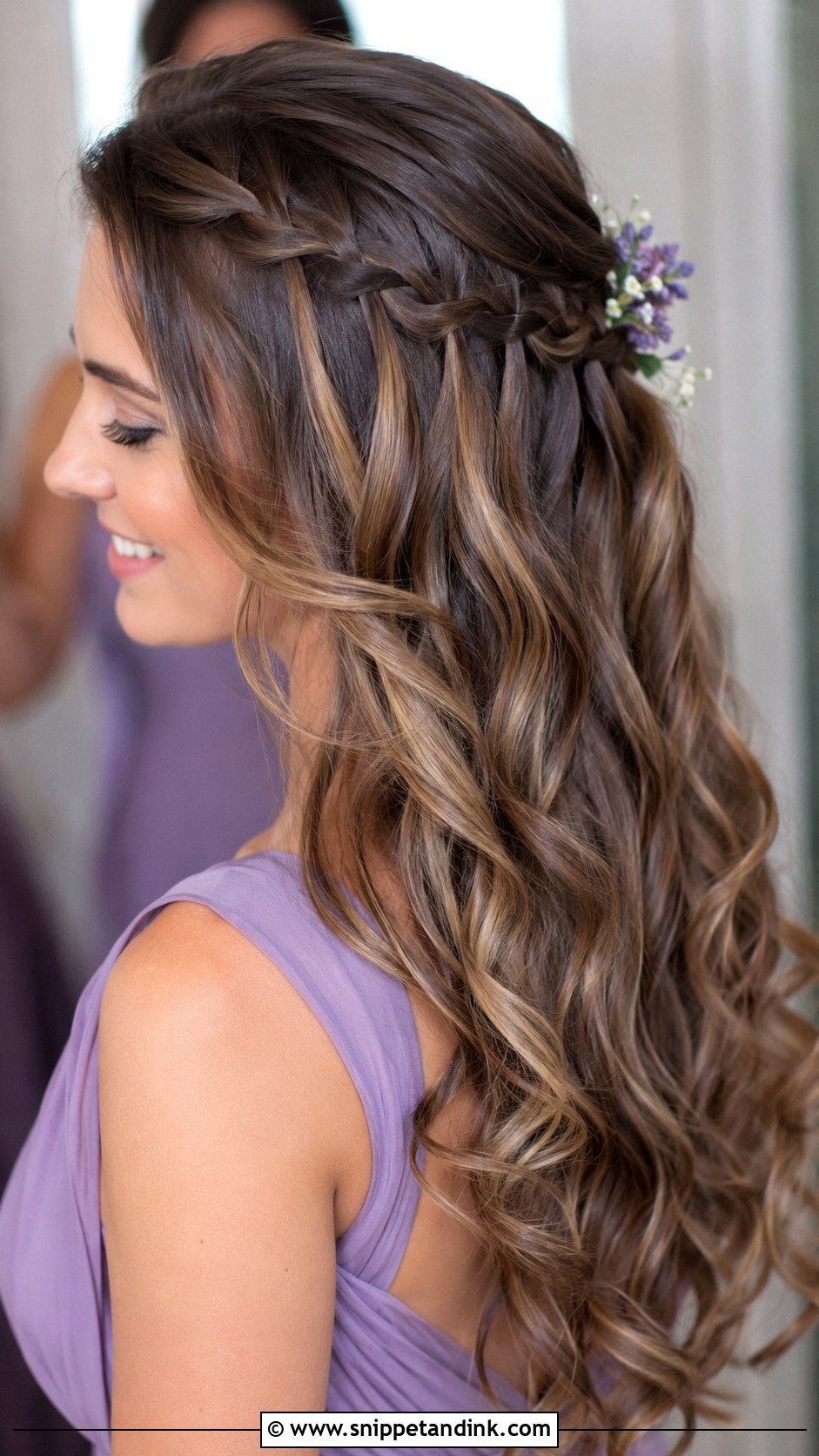 Bridesmaid Waterfall Braid - Snippet and Ink - 35 Bridesmaids Hairstyles