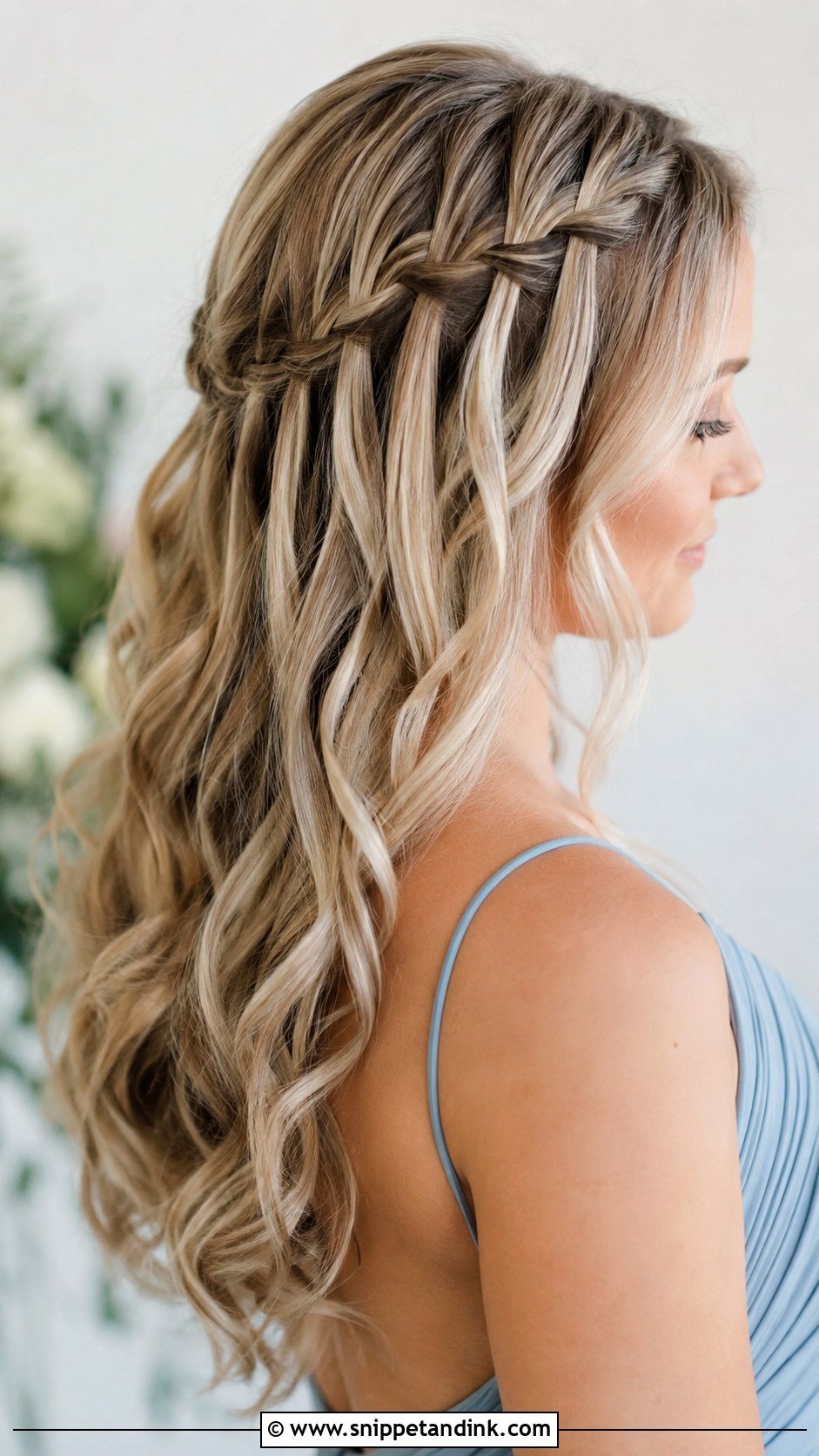 Bridesmaid Waterfall Braid Down - Snippet and Ink - 30 Bridesmaid Hairstyles Down