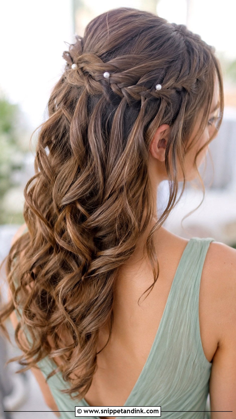 Bridesmaid Waterfall Braid Long Hair - Snippet and Ink - 25 Brides Maids Hairstyle Long Hair Ideas