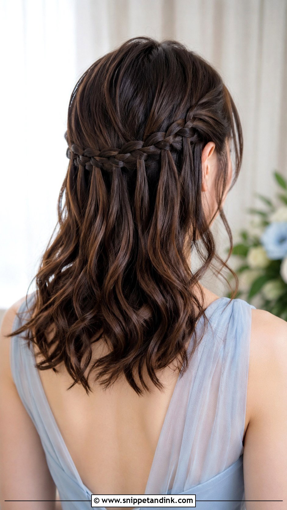 Bridesmaid Waterfall Braid Medium Hair - Snippet and Ink - 20 Bridesmaid Hair for Medium Length Ideas