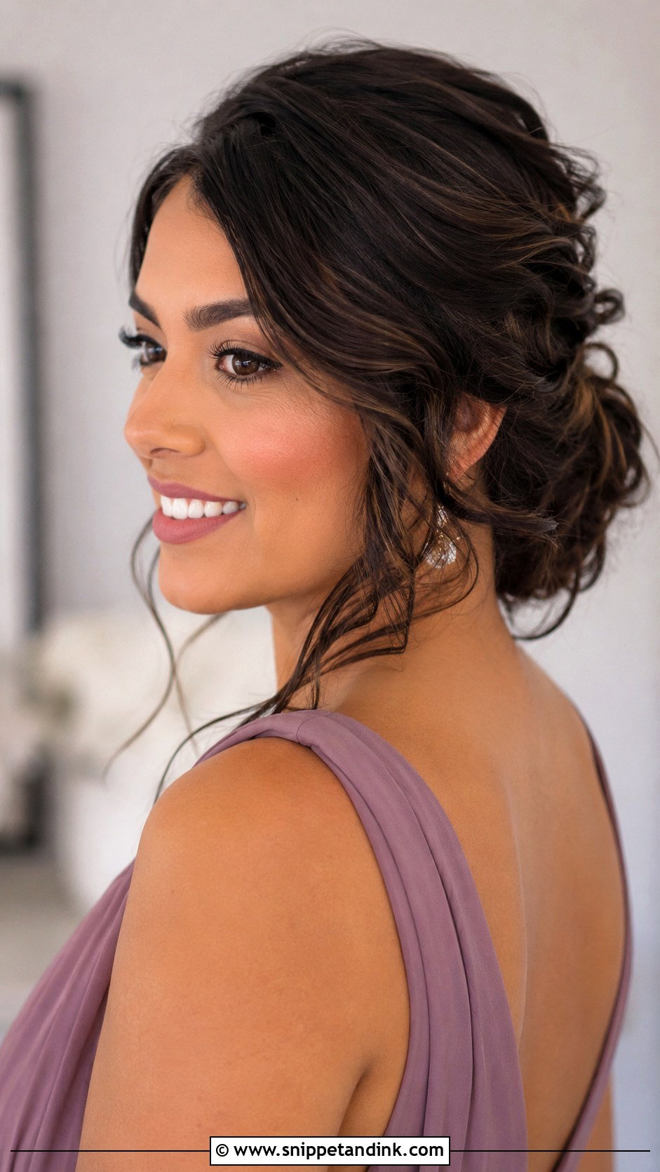 Bridesmaid Wavy Updo For Medium Length Hair - Snippet and Ink - 25 Bridesmaid Hairstyles Medium Length Updo