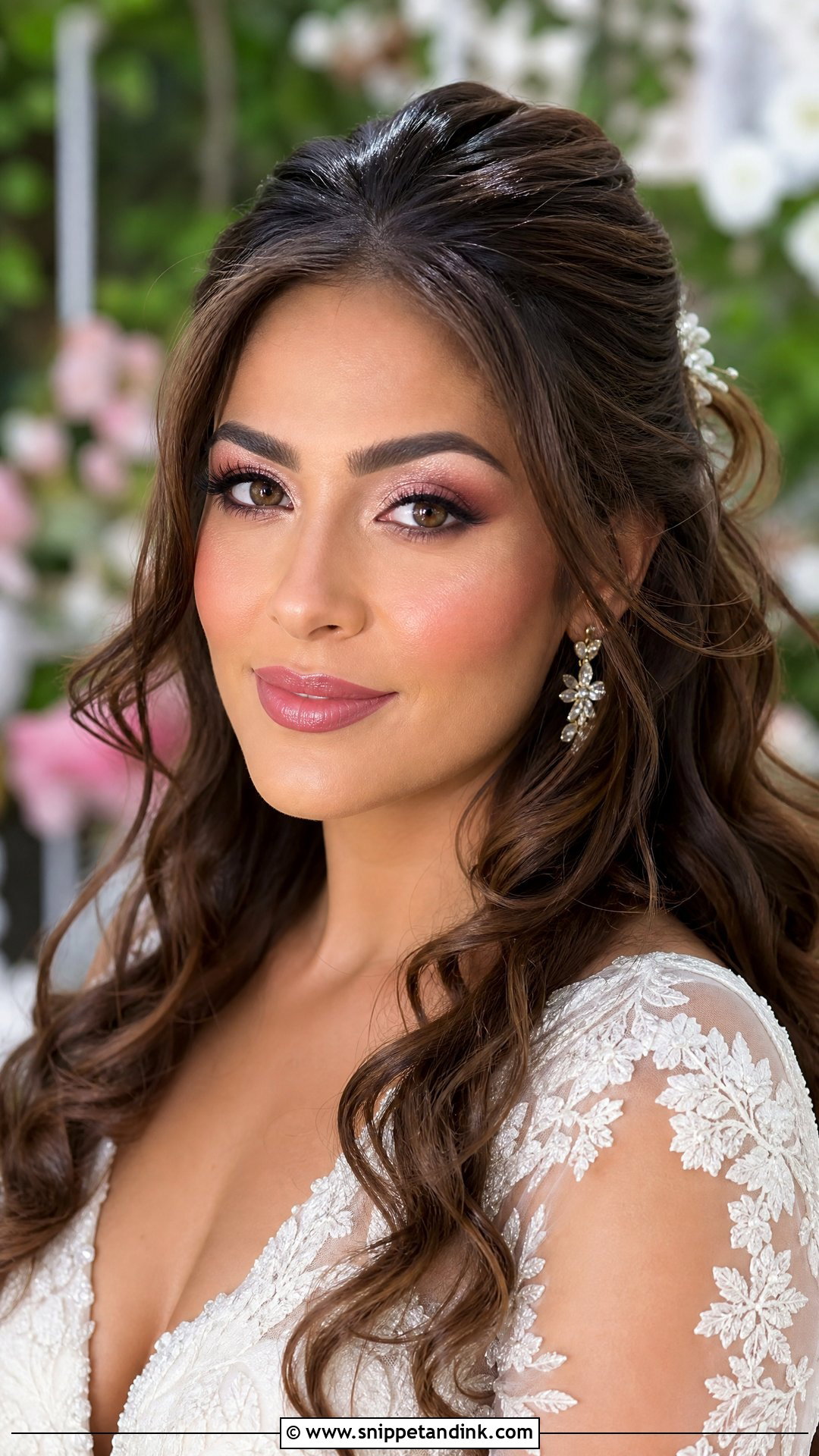 Bright Bridal Makeup With Peach Pink Eyes - Snippet and Ink - 20 Bright Bridal Makeup Ideas