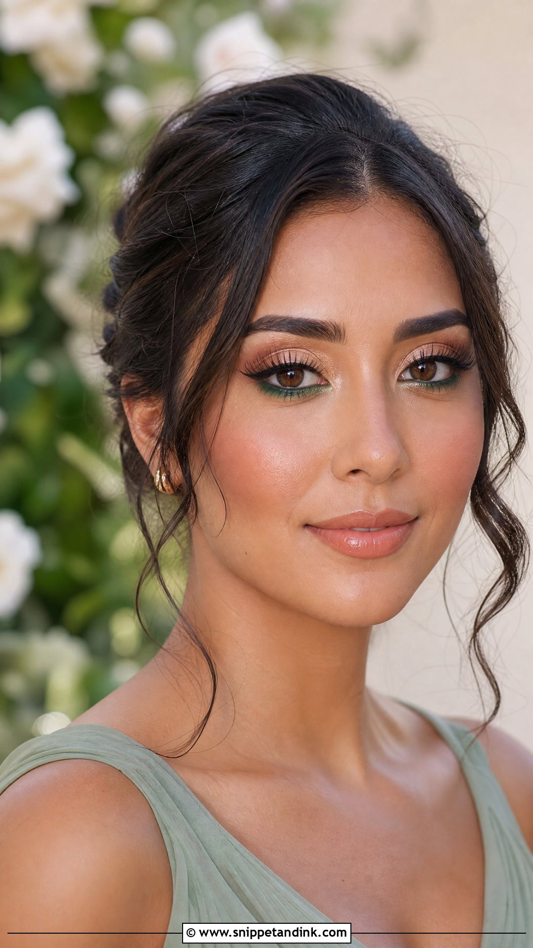 Bright Wedding Makeup With Green Lower Lash Line - Snippet and Ink - 20 Bright Wedding Makeup Ideas