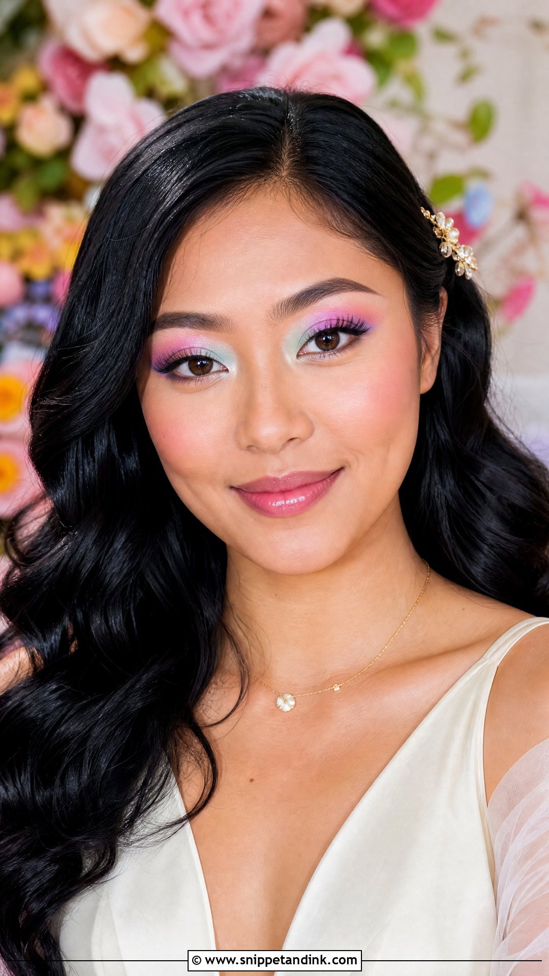 Bright Wedding Makeup With Rainbow Pastel Eyes - Snippet and Ink - 20 Bright Wedding Makeup Ideas