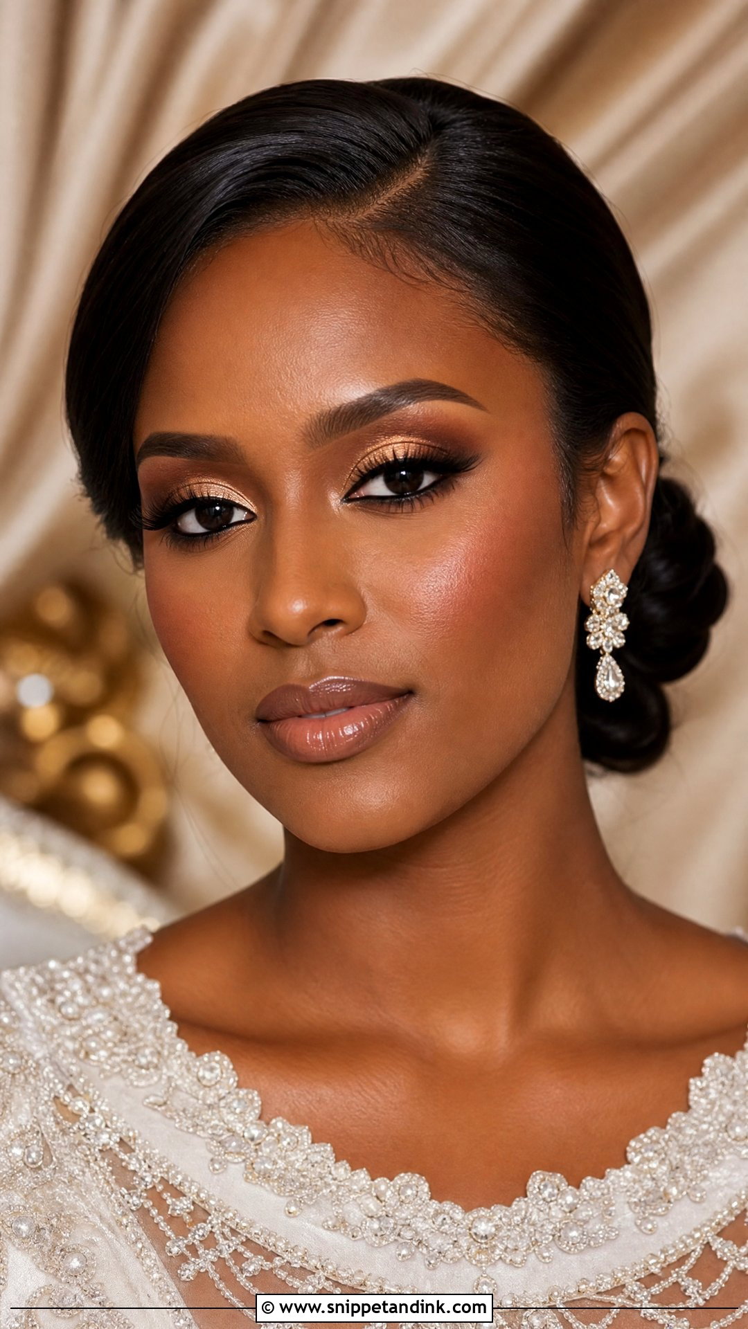 Bronze Bridal Makeup For Deep Skin - Snippet and Ink - 20 Bronzey Glowy Bridal Makeup Ideas