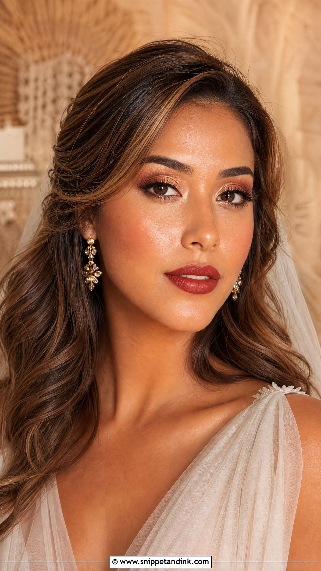 Bronze Bridal Makeup With Red Lips - Snippet and Ink - 25 Bridal Makeup with Red Lips