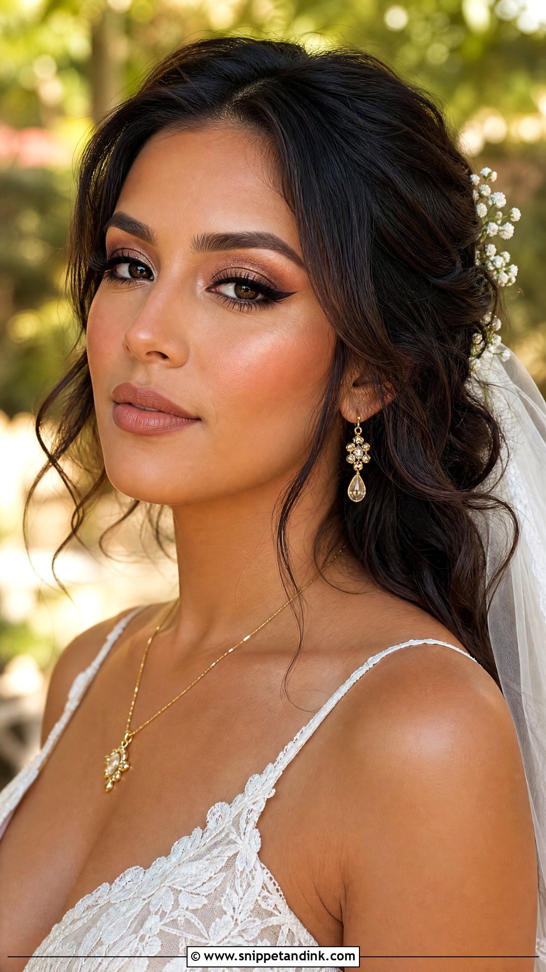 Bronze Bridal Makeup With Winged Eyeliner - Snippet and Ink - 20 Bridal Makeup Winged Eyeliner Ideas
