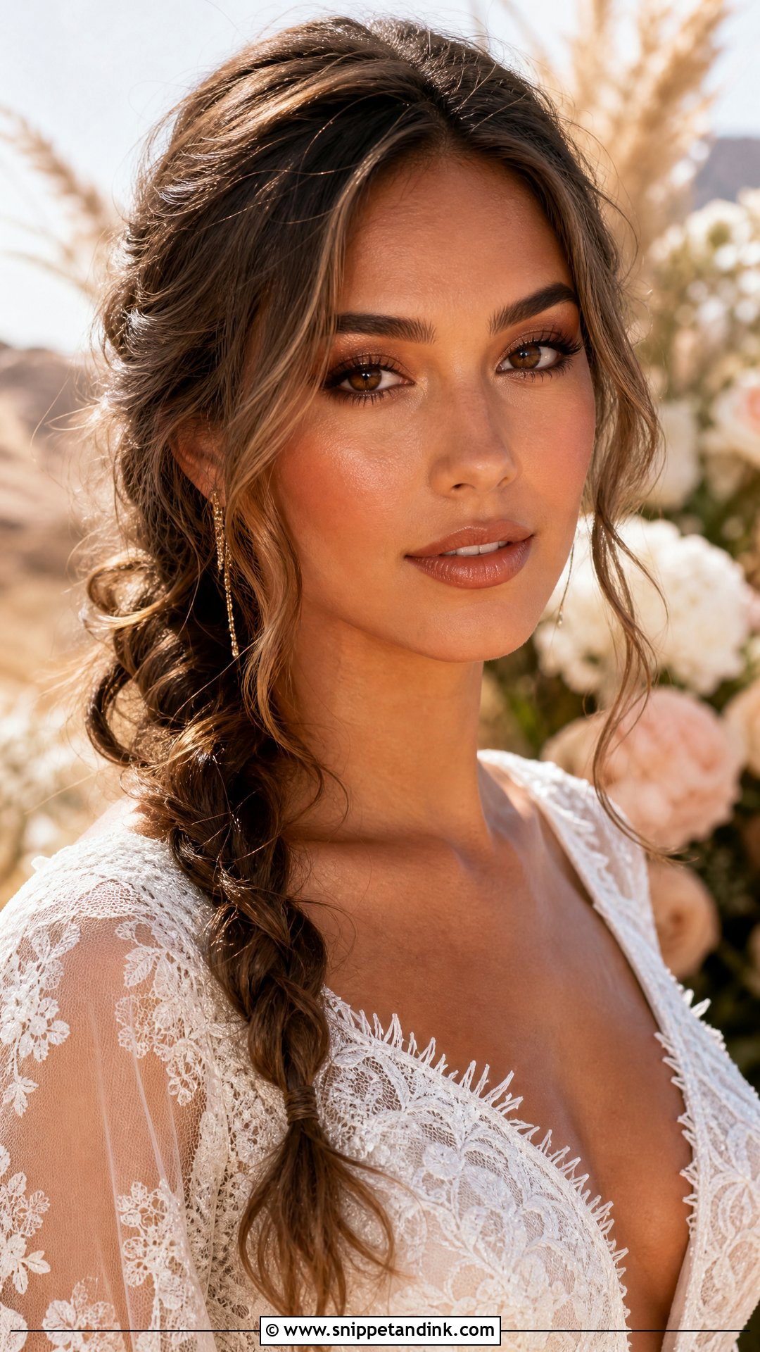 Bronze Makeup With Boho Braid - Snippet and Ink - 20 Braid Makeup Wedding Ideas