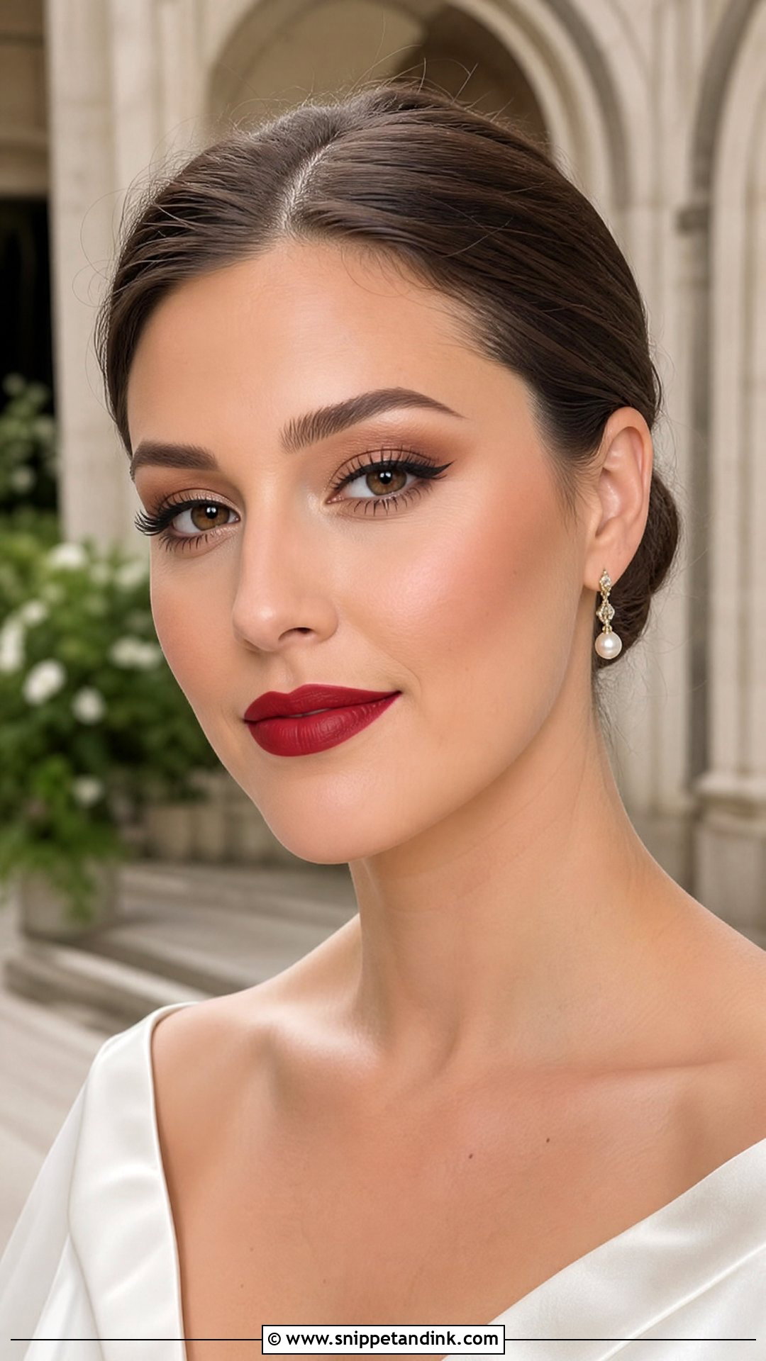 Bronze Makeup With Red Lip - Snippet and Ink - 25 Bronze Wedding Makeup Ideas