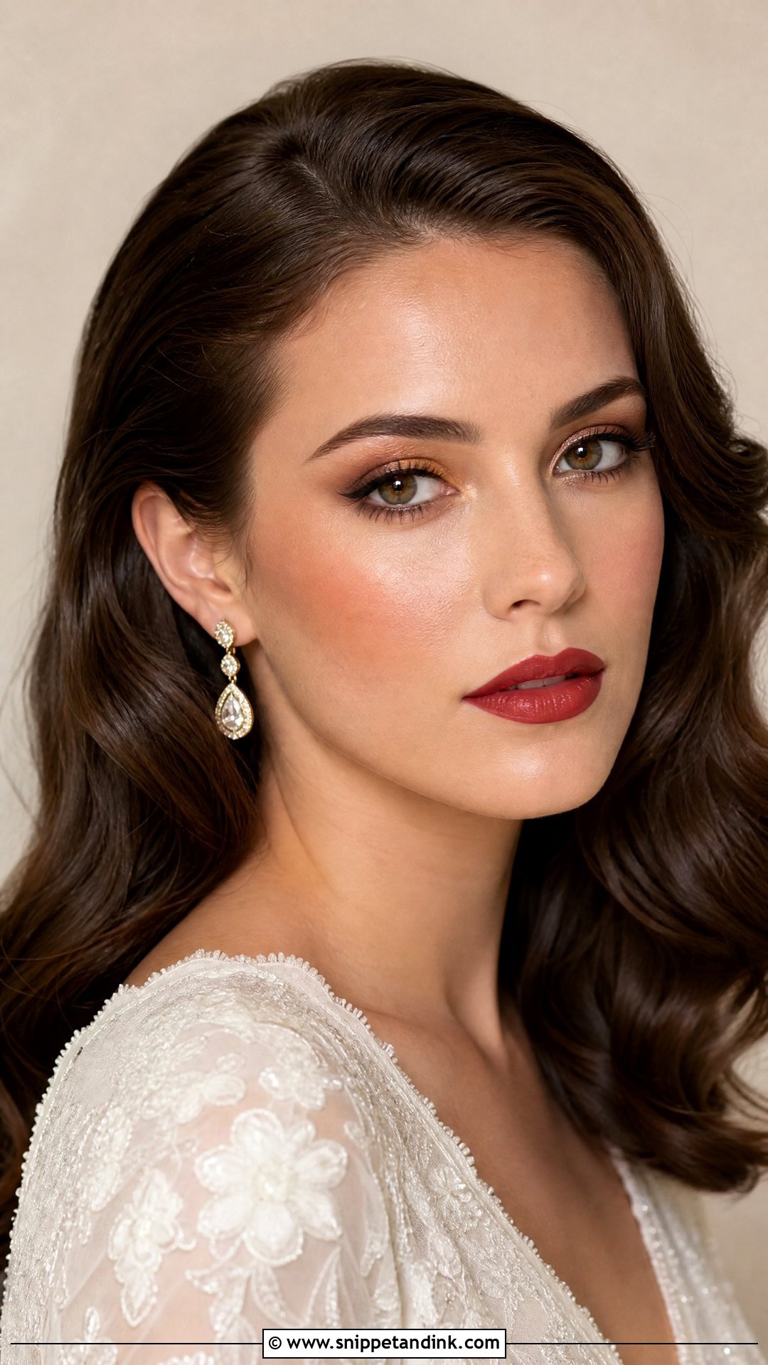 Bronze Makeup With Red Lip - Snippet and Ink - 20 Bronze Makeup Look Wedding Ideas