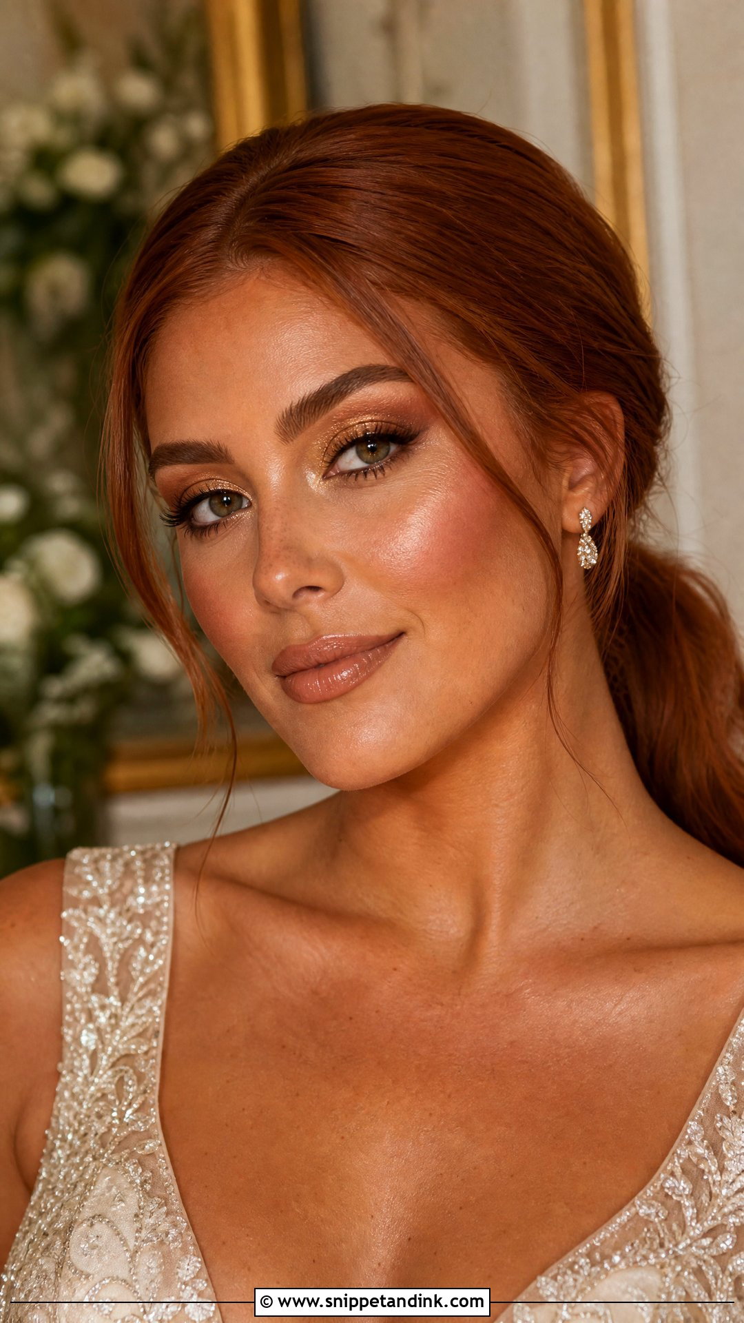 Bronze Redhead Bridal Makeup - Snippet and Ink - 20 Redhead Bridal Makeup Ideas