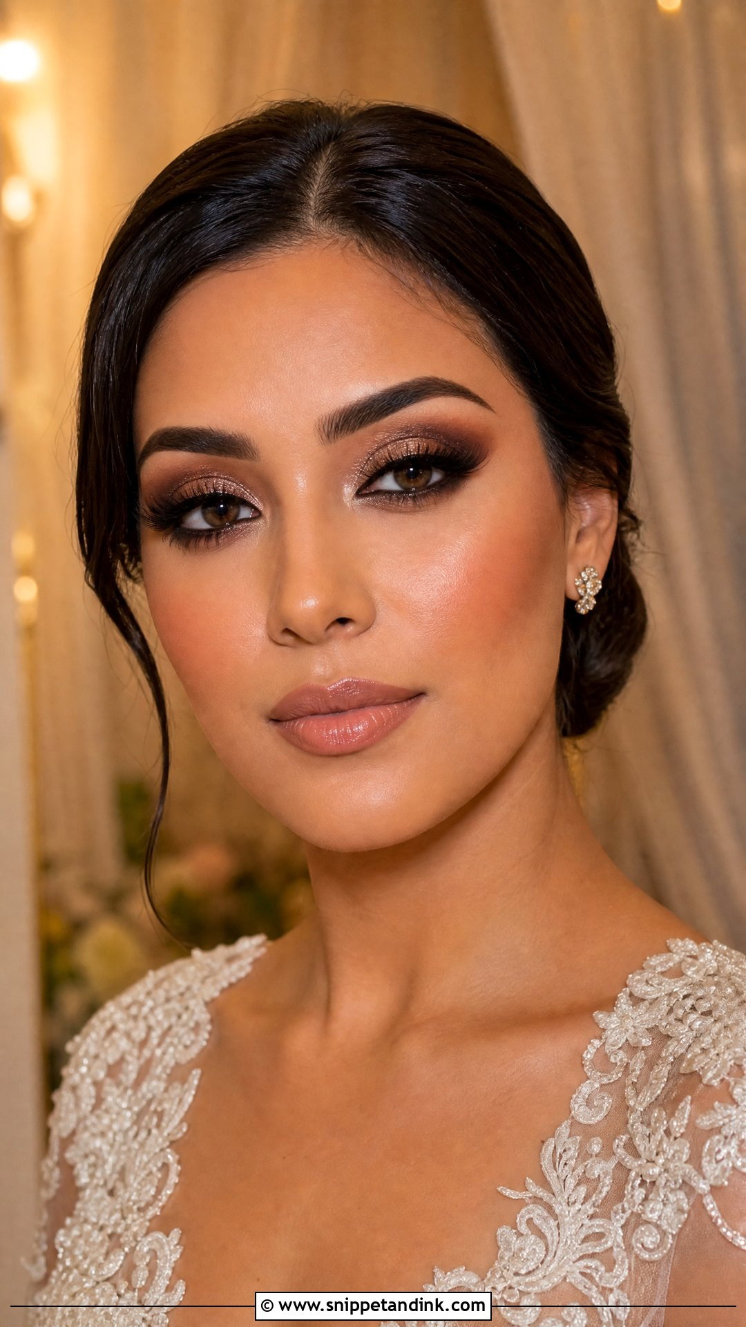Bronze Smokey Eye Bridal Makeup - Snippet and Ink - 20 Bronzey Glowy Bridal Makeup Ideas
