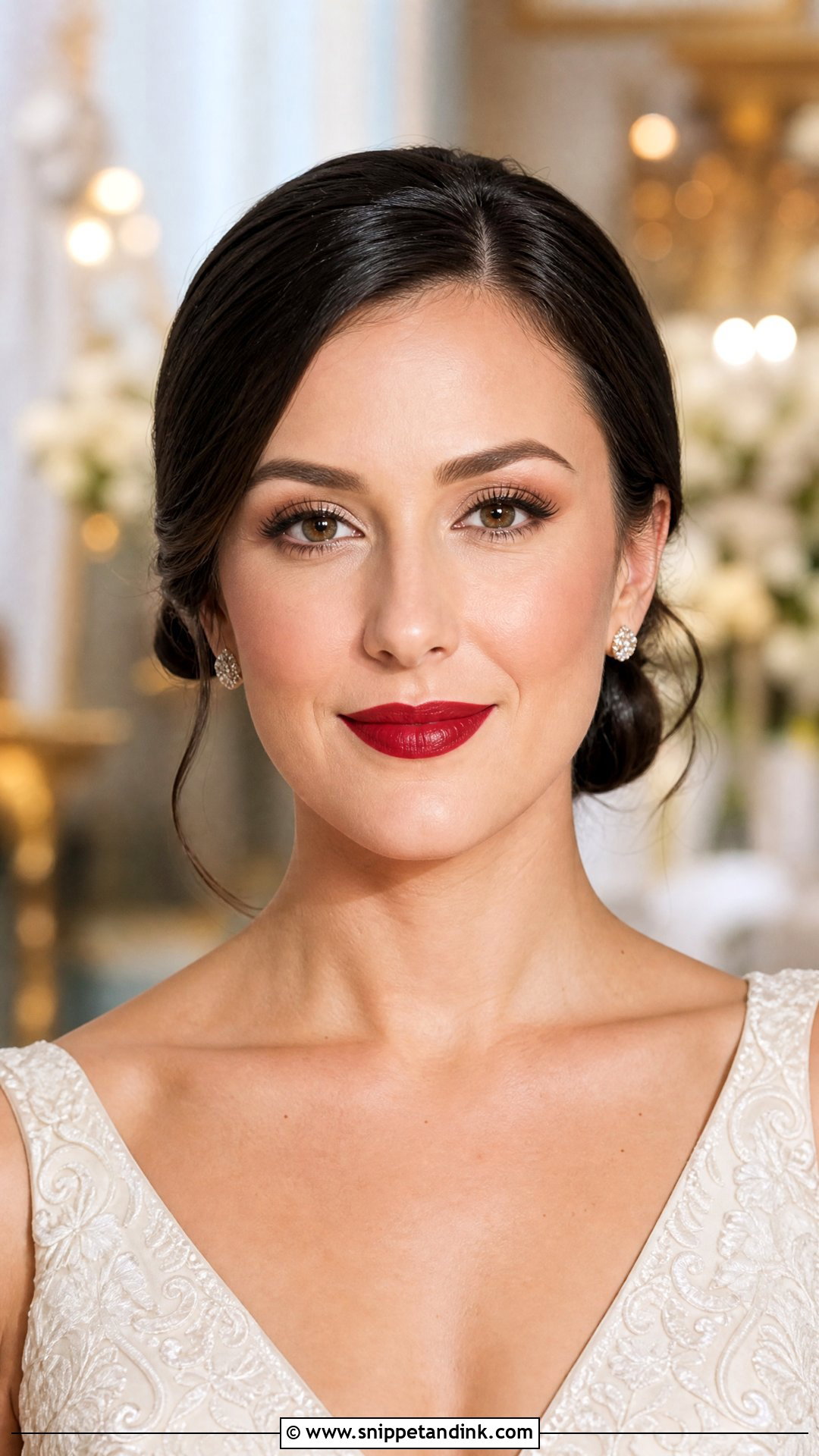 Bronze Wedding Makeup With Red Lip For Brown Eyes - Snippet and Ink - 20 Bronze Wedding Makeup for Brown Eyes