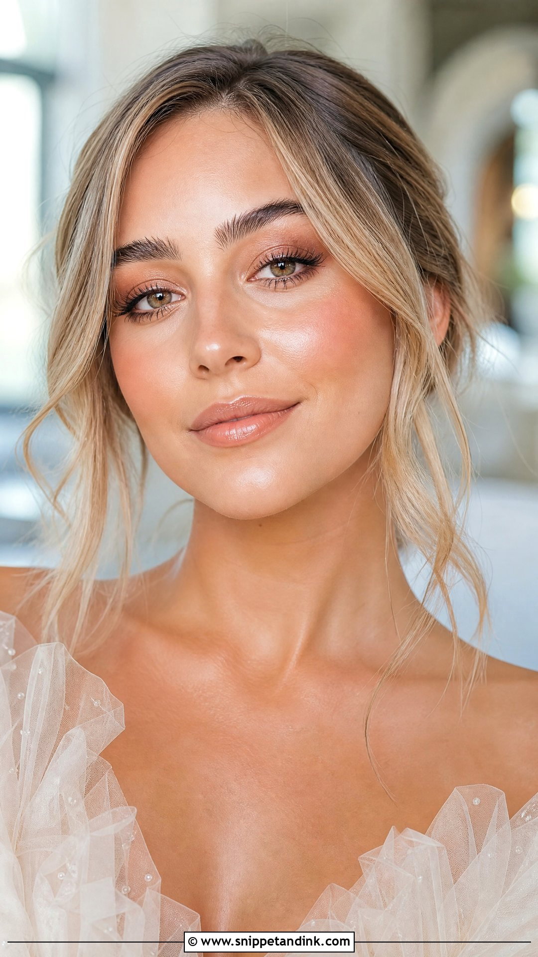 Bronzed Bridal Makeup With Glossy Lip - Snippet and Ink - 20 Bronzed Bridal Makeup Ideas