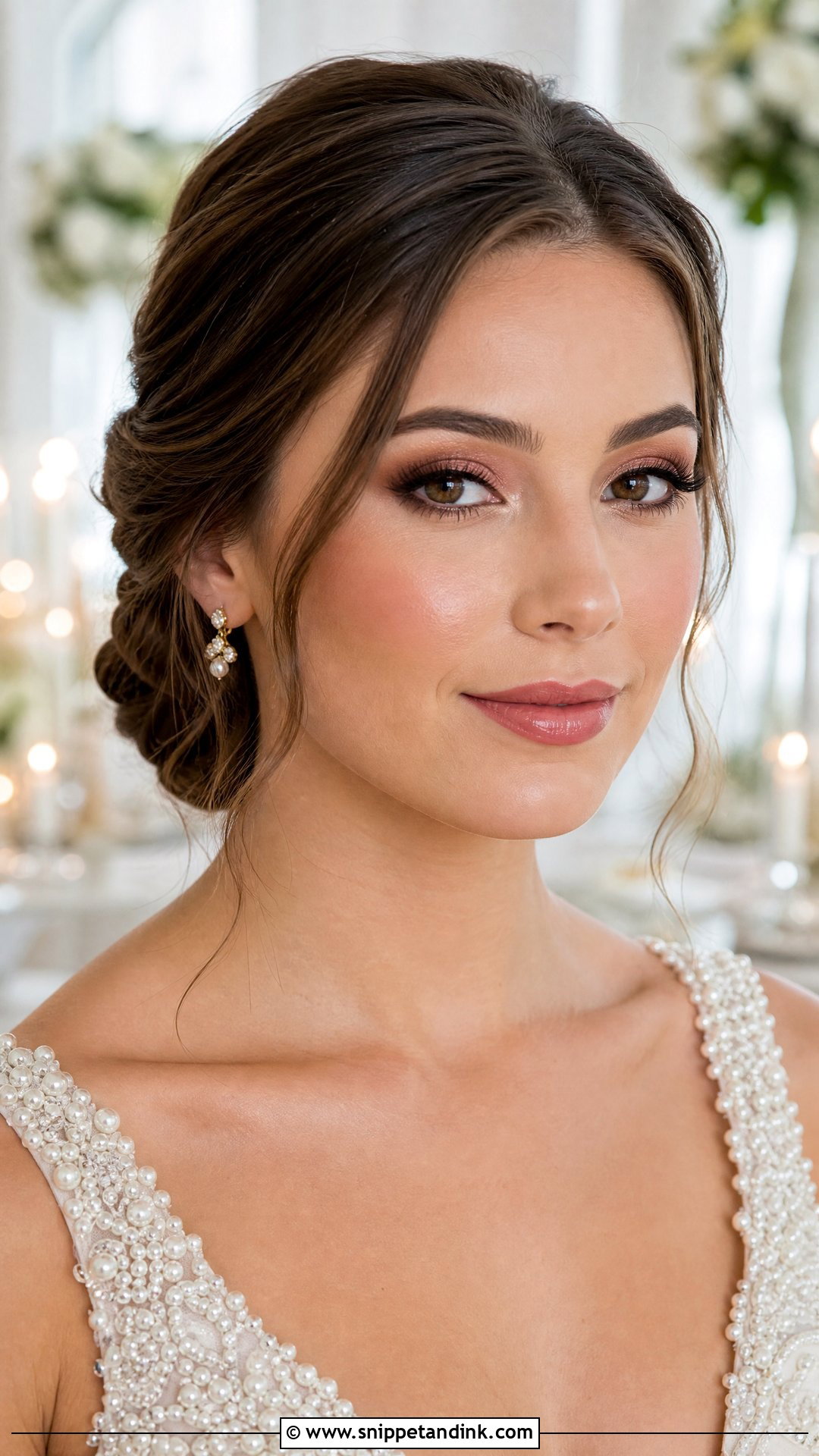 Bronzed Bridal Makeup With Rose Lip - Snippet and Ink - 20 Bronzed Bridal Makeup Ideas