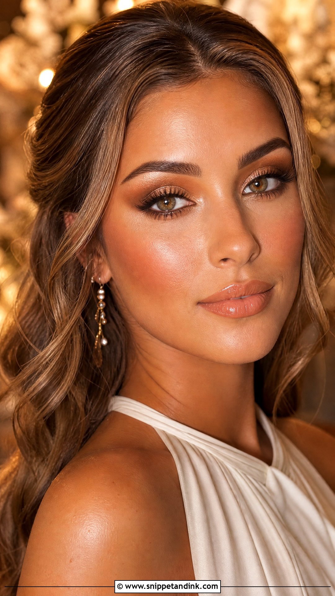 Bronzed Glowy Bridal Makeup - Snippet and Ink - 25 Natural Glowy Wedding Makeup Ideas