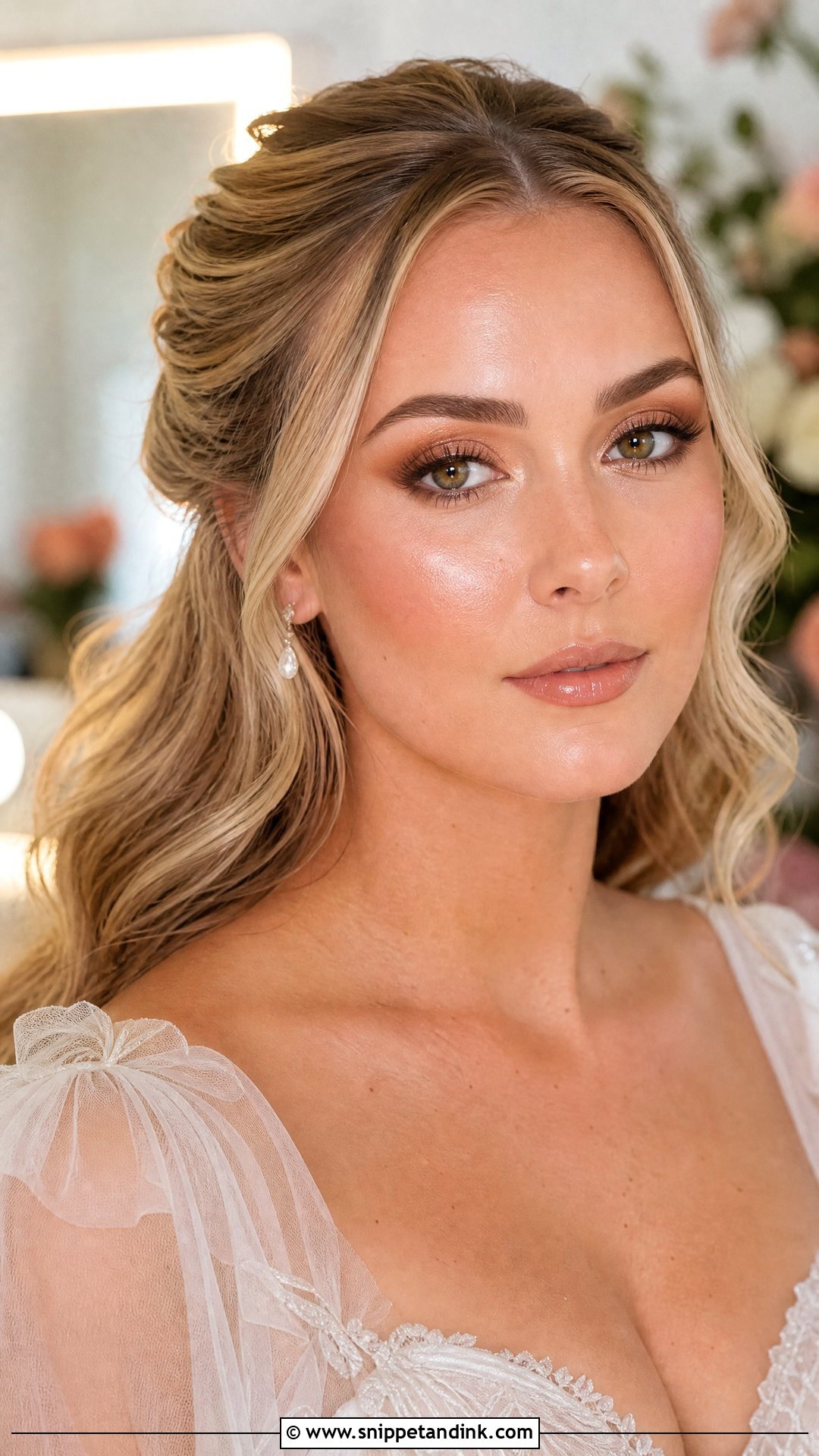 Bronzy Bridal Makeup With Glossy Lip - Snippet and Ink - 20 Bronzy Bridal Makeup Ideas