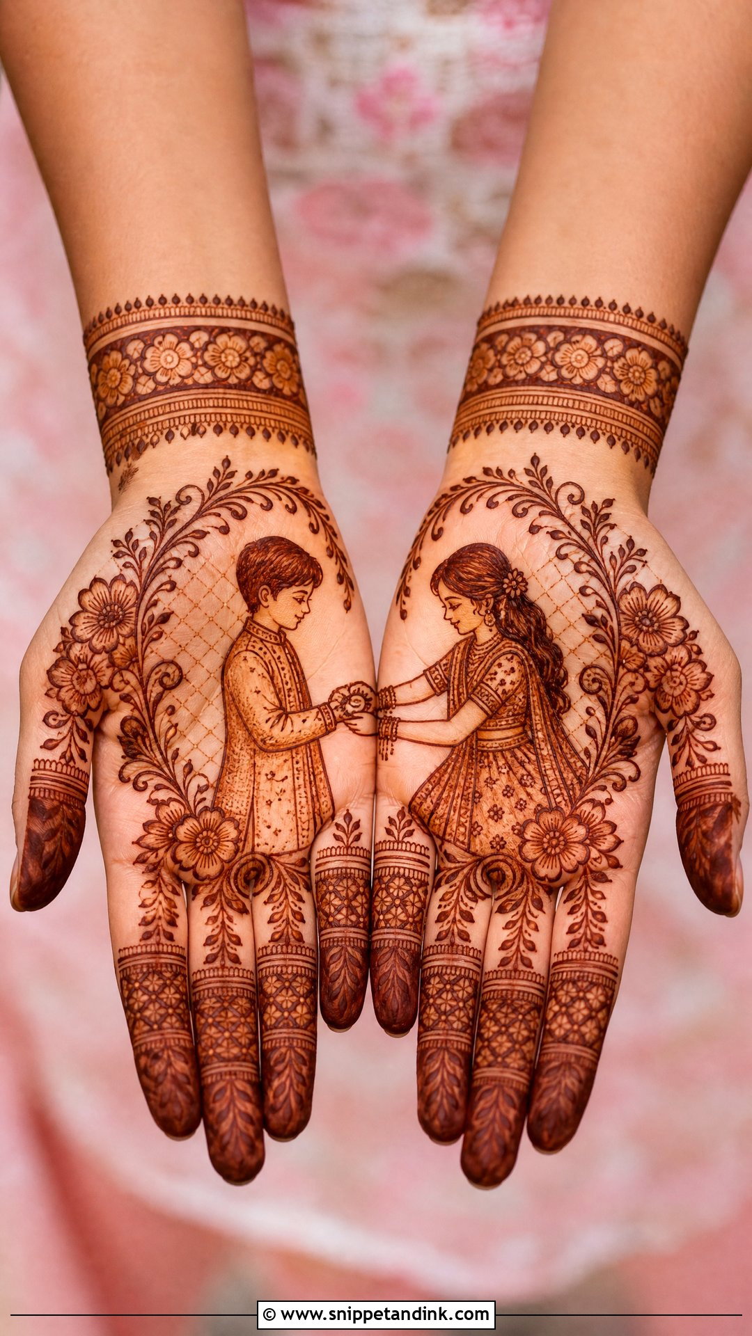 Brother Sister Portrait Mehndi Design - Snippet and Ink - 20 Brother Sister Mehndi Design Ideas