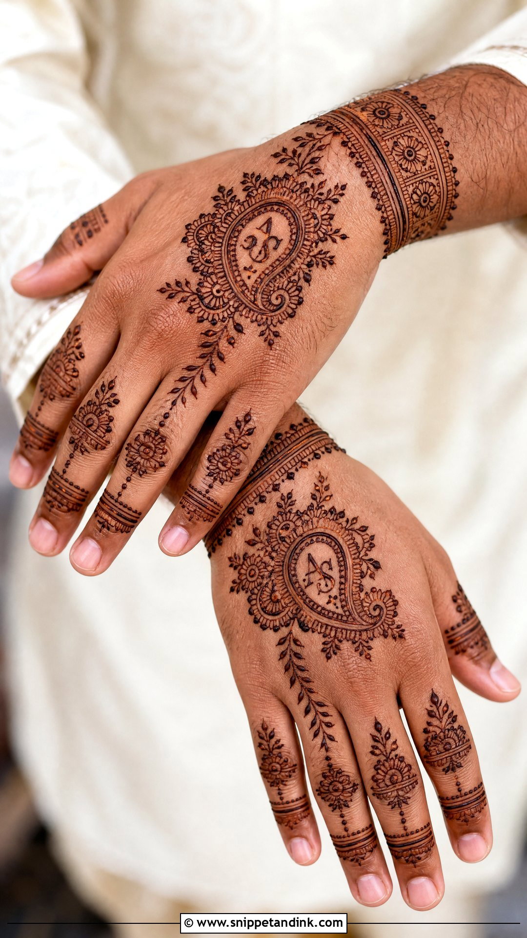Brother Wedding Groom Initial Mehndi Design - Snippet and Ink - 25 Brother Wedding Mehndi Design Ideas