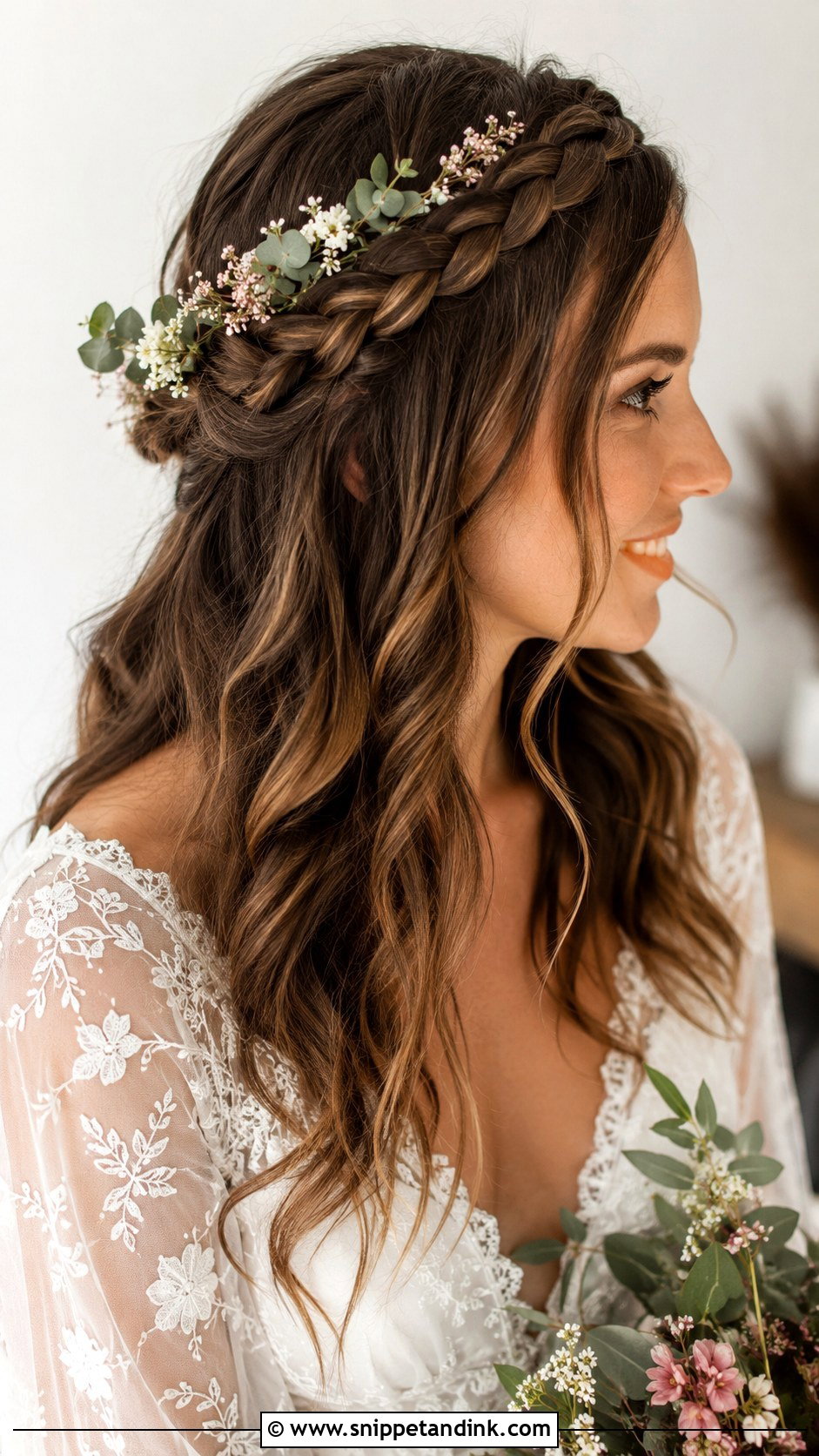 Brown Braided Crown Wedding Hairstyle - Snippet and Ink - 20 Brown Bridal Hair Ideas