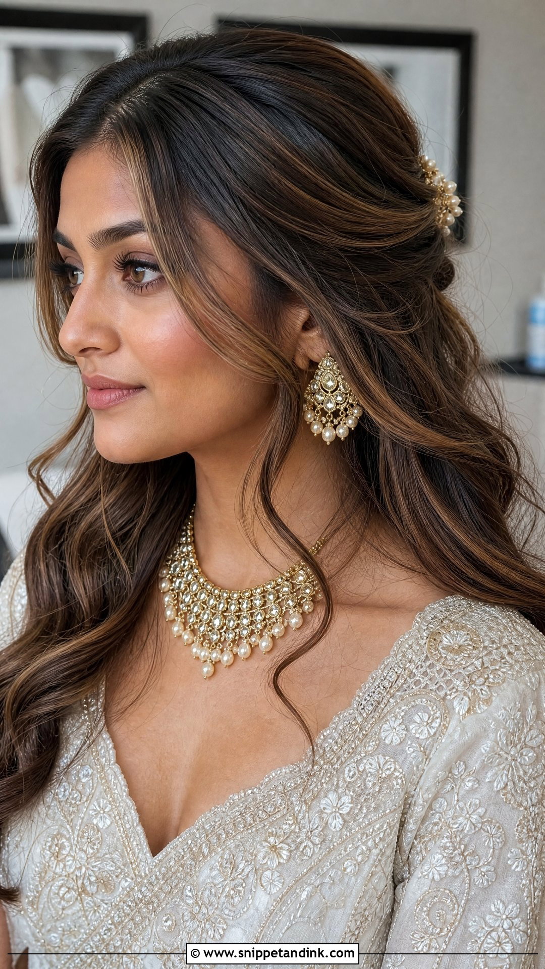 Brown Bridal Hair With Face Framing Highlights - Snippet and Ink - 15 Bride Brown Hair Ideas